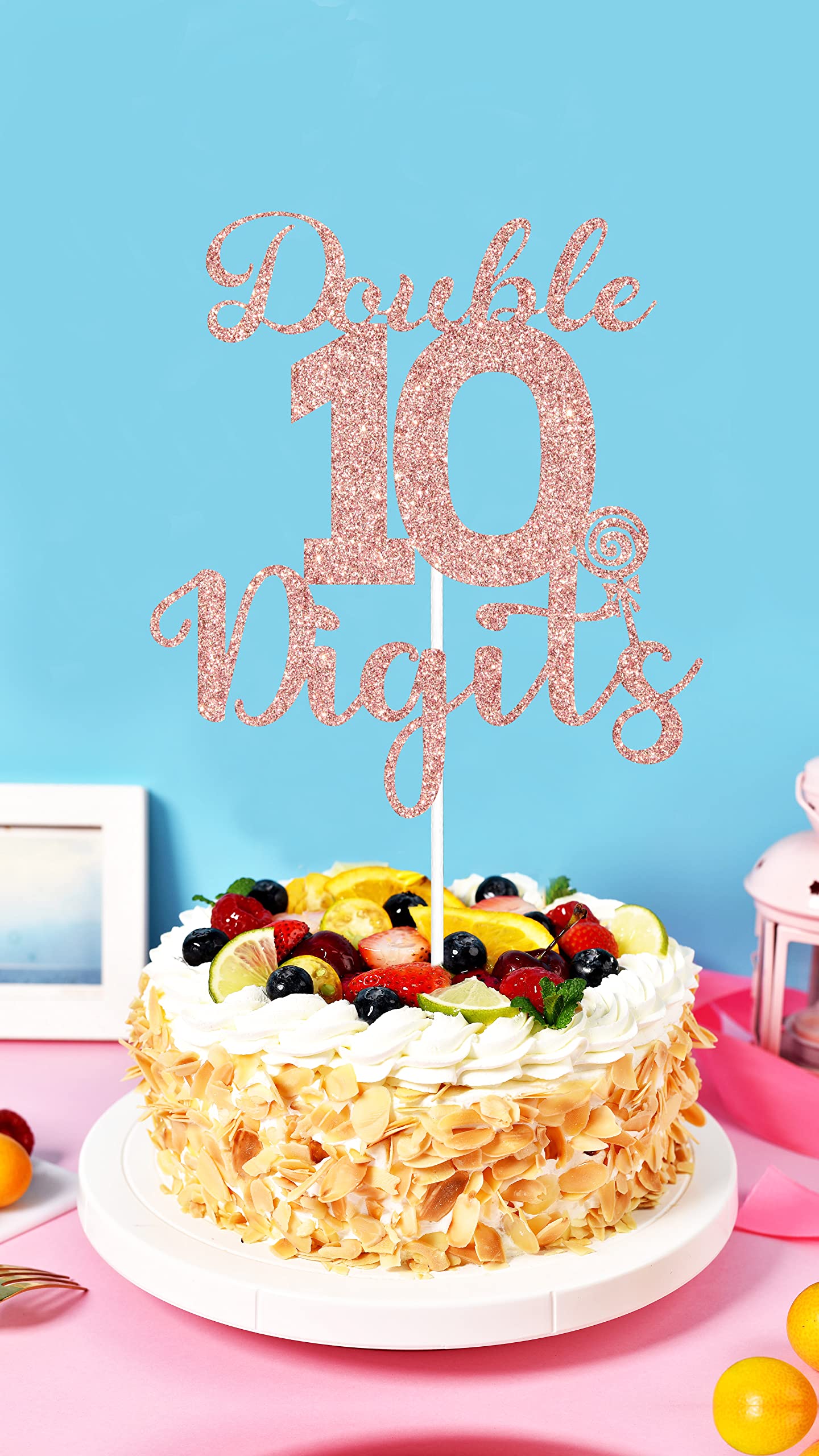 1 topper per torta con scritta Happy 10th Birthday con glitter, saluti fino a 10 anni, 10 favolose decorazioni per torte per 10° compleanno, anniversario, feste, decorazioni per torte, forniture