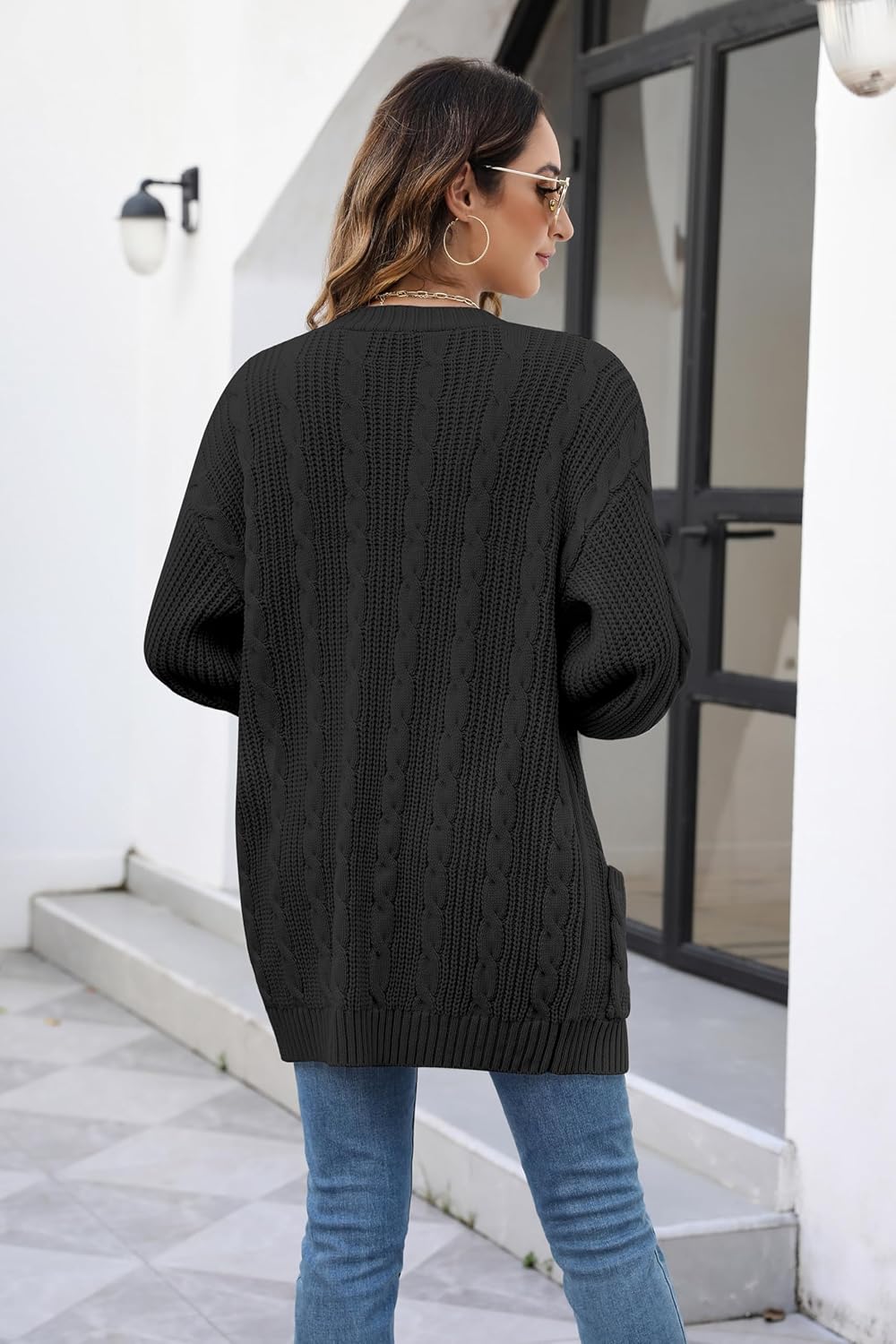 Women's Cable Knit Cardigan Sweaters Open Front Long Sleeve Oversized Cardigans Chunky Fall Pockets Outerwear - Image 5