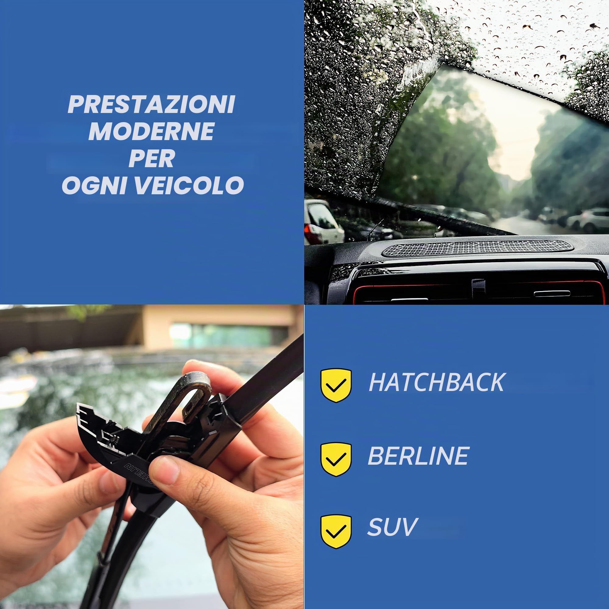 MICHELIN 13108 - Set spazzole tergicristallo, lunghezza 600/400 mm, colore: Nero