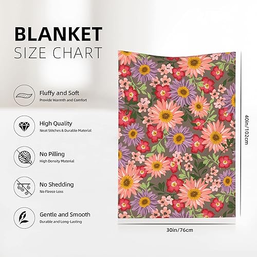 Miniatura 4 de Manta floral de lavanda melocotón para sofá cama, manta decorativa estética para viajes, camping, cómoda manta de tamaño matrimonial, 30 x 40