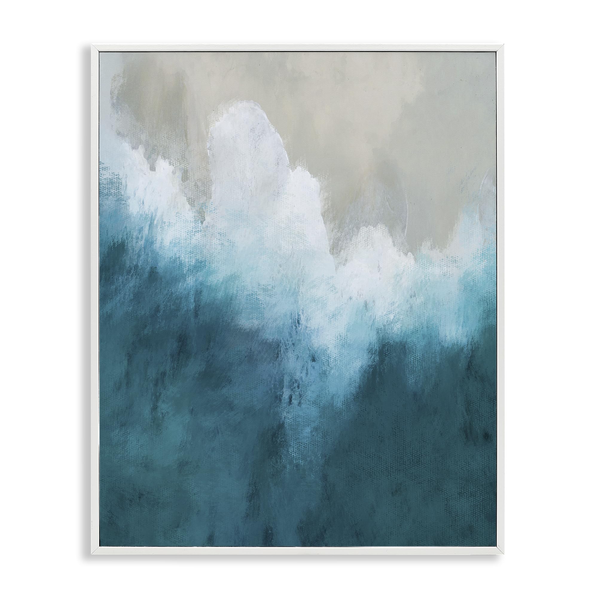 Stupell Industries Coastal White (Textured) 'Aerial Tide Abstraction'| Framed Giclee Art