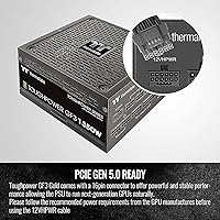 Vista 3 de Thermaltake Toughpower GF3 1350W, verdaderos conectores 600W 12VHPWR en PSU y NVIDIA RTX 40 series, ATX 3.0/PCI-E 5.0 Ready, 80+ Gold, fuente