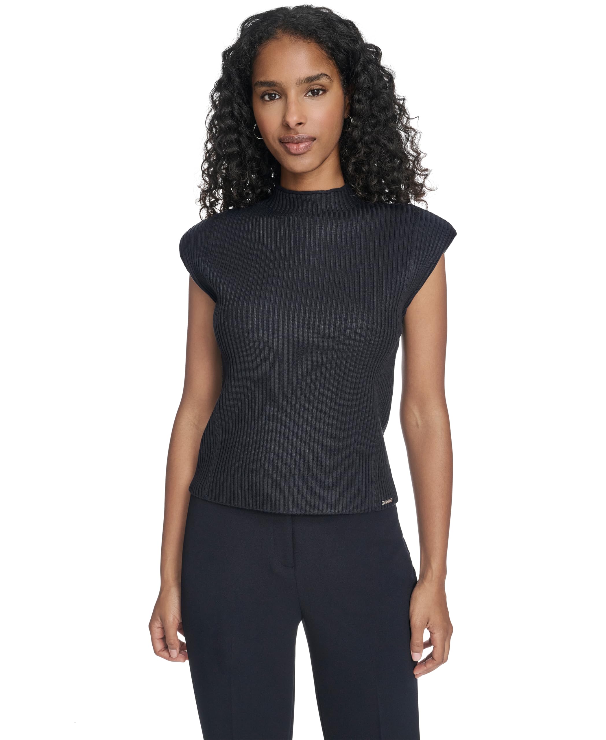 Calvin Klein Damen Sleeveless Mock Neck Pull On Blouse Ärmellose Bluse zum Hineinschlüpfen mit Stehkragen (1er Pack)