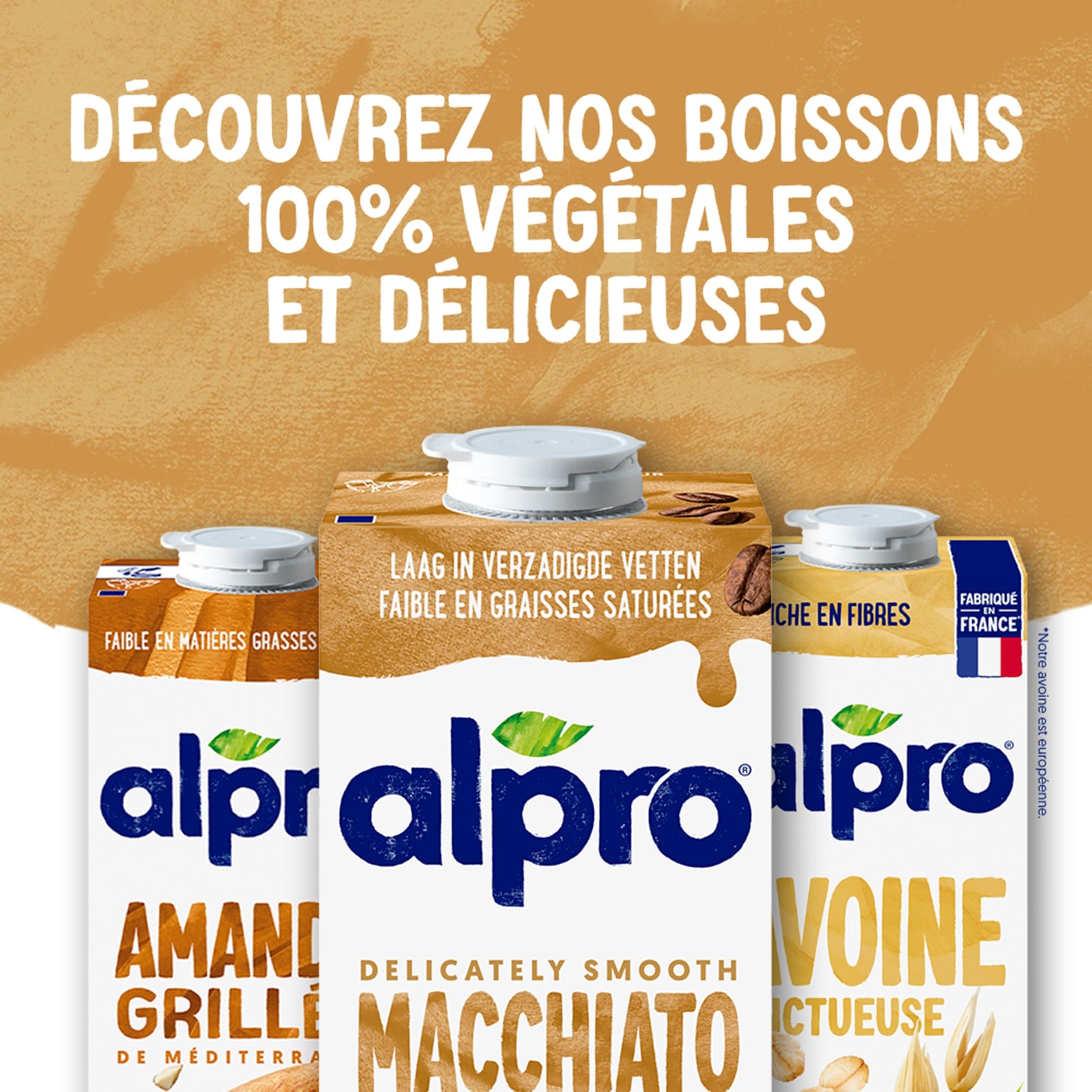 Alpro - Boisson Végétale - Soja Macchiato - 1L - Lot de 8x1L