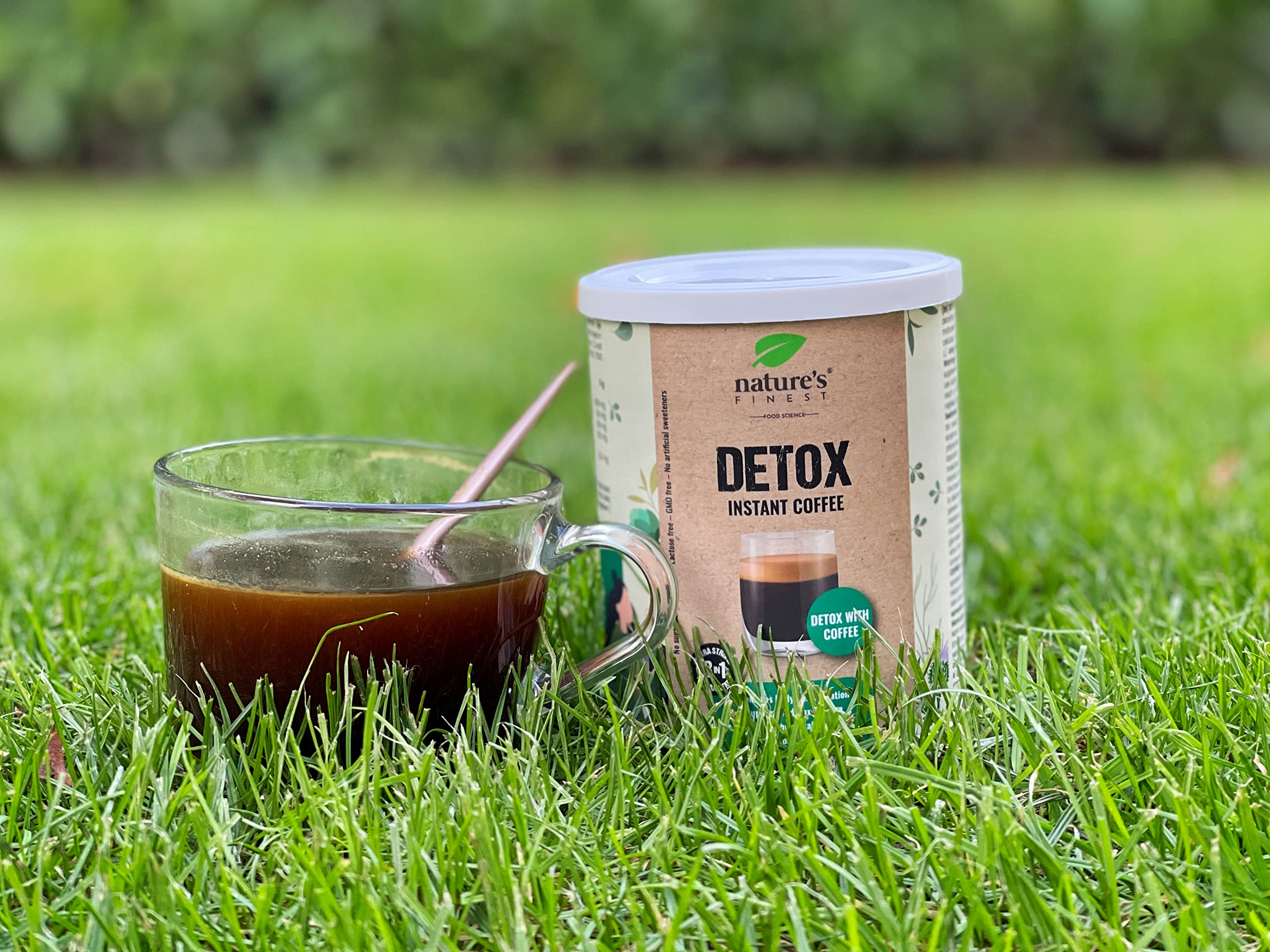 Nature's Finest Detox Coffee, Café Soluble 625 g (Paquete de 5) | café instantáneo con chlorella, cardo mariano y alcachofa - arábica suave - vegano - taza lista en 1 minuto