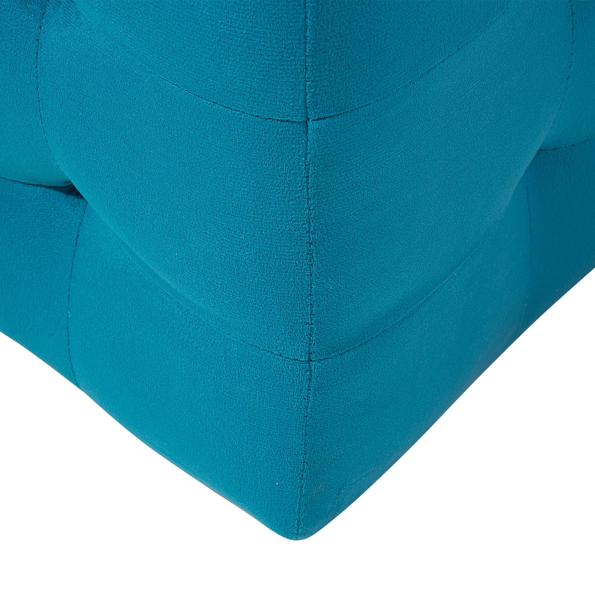 Beliani Pouf Cassapanca Imbottito in Velluto Blu Navy Stile Chesterfield