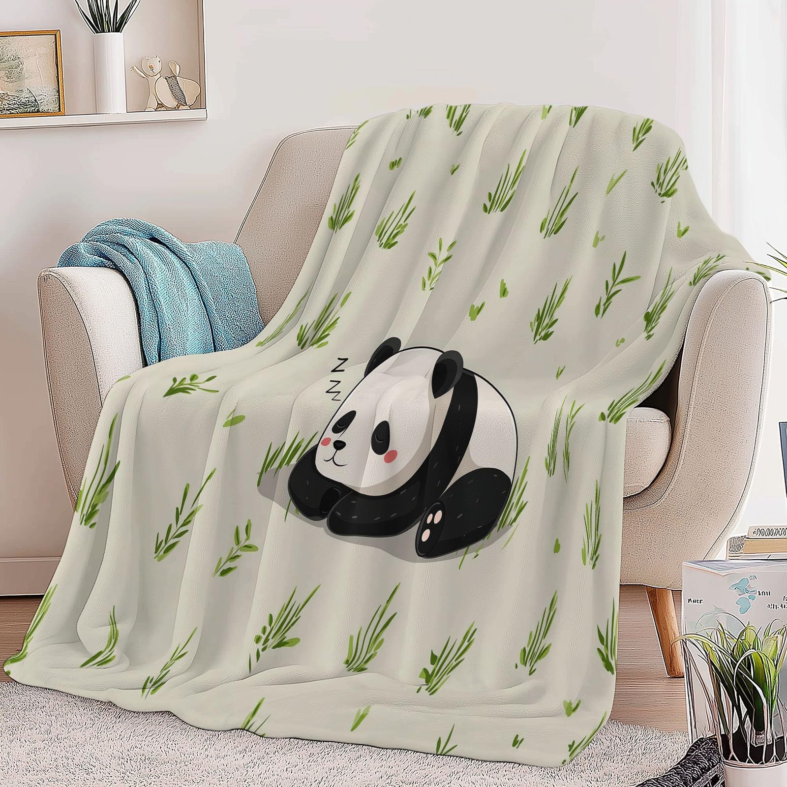 Plaid Couverture Panda Animal De Dessin Animé 180x220 cm Plaid Polaire Flanelle Imprimée 3D Douce Chaude pour Canapé et Lit, Couverture Polaire Décorative Salon et Chambre