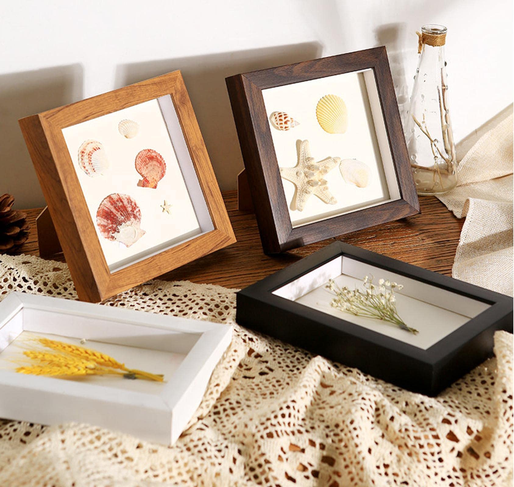 Amazon.co.jp: DIYフォトフレーム3D額縁中空2cm植物柄シェル塗装4K