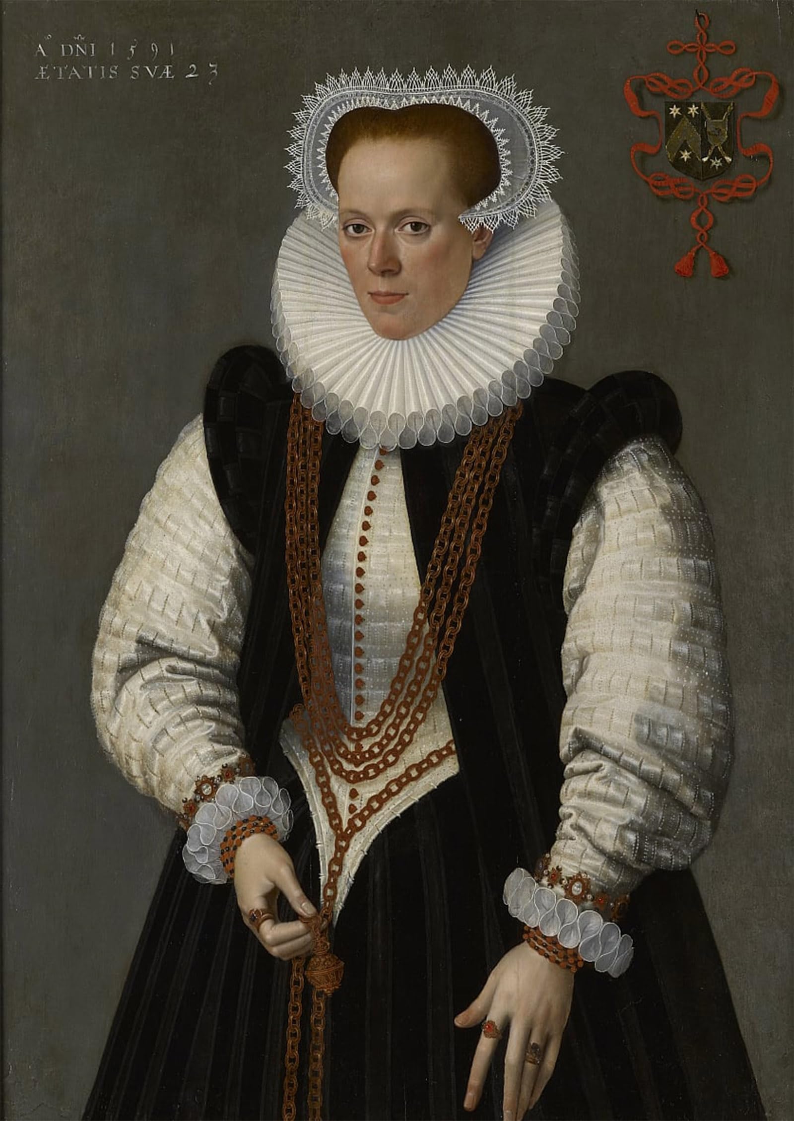 RZHRHJES Vintage Picture Wall Picture Painting Print Poster Portrait of Marie De Huelstre Wife of Willem Van Vyve by Pourbus the Younger Abstract Wall Art Painting for Home Decor 60x90cm