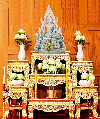 Miniatura 8 de BUDDHO Estatua de Buda Chinnaraj de 8 pulgadas de alto. Estatua de Buda tailandés para decoración del hogar, escultura de Buda, regalo pequeño,