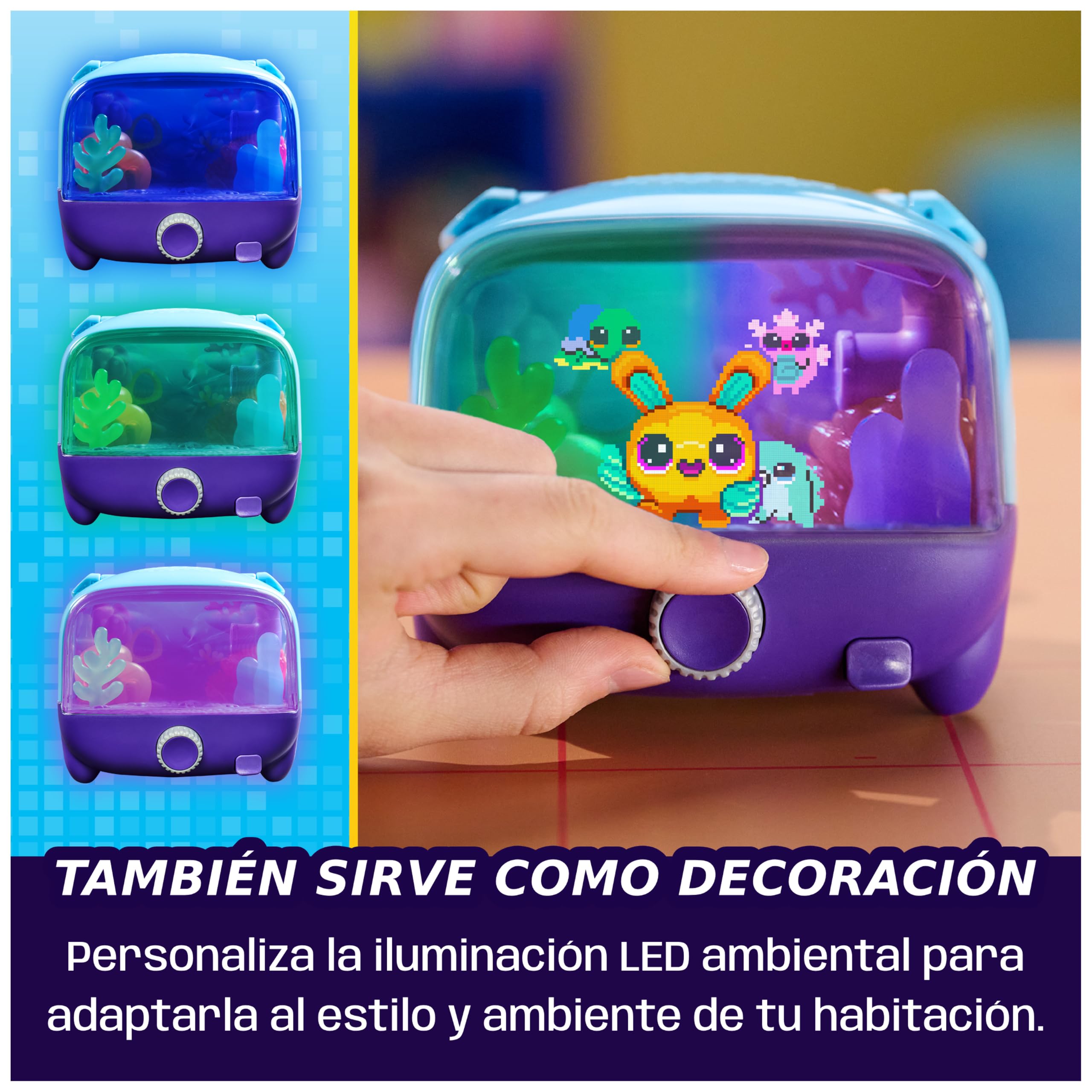 Bitzee Aquarium, Tanque Interactivo con 30 Criaturas Marinas Digitales, Gran Pantalla y Luces LED, Mascotas electrónicas táctiles Que reaccionan al Toque, Regalo Ideal para niños y niñas Desde 5 años