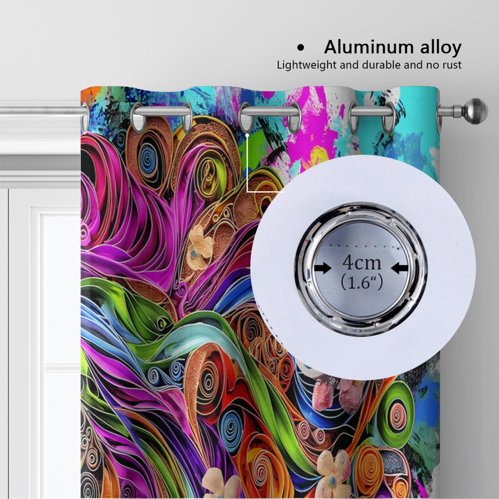 Tende oscuranti del leone multicolore per le tende termiche dell'occhiello della camera da letto Tende corte corte del bambino sveglio per il trattamento della finestra 2 pannelli 2x W132xL183cm