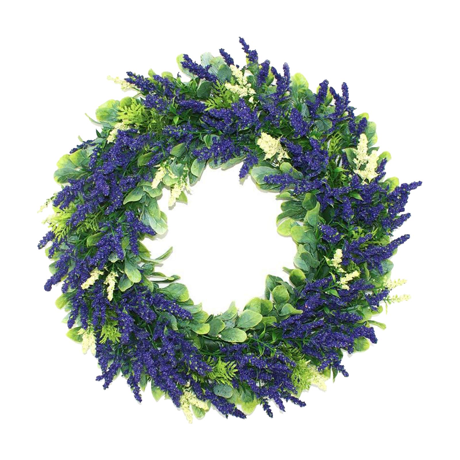 40cm Artificial Lavender Hanging Wreath Front Door Flower Wall Garland Decor
