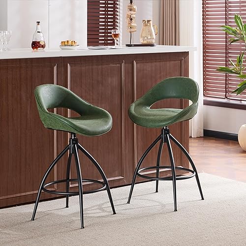 Miniatura 8 de VINGLI Juego de 2 taburetes de bar giratorios de altura de mostrador, taburete de bar de 26 pulgadas de altura de asiento para isla de cocina,