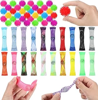 68 Pcs Fidget Toys Bulk Marble Mesh Fidget Toy Kids School Stress Sensory Toys for Adults Include 48 Hedge Balls and 20 Mesh Marble Toys Treasure Toys for Classroom Autistic Fidget Party Favors