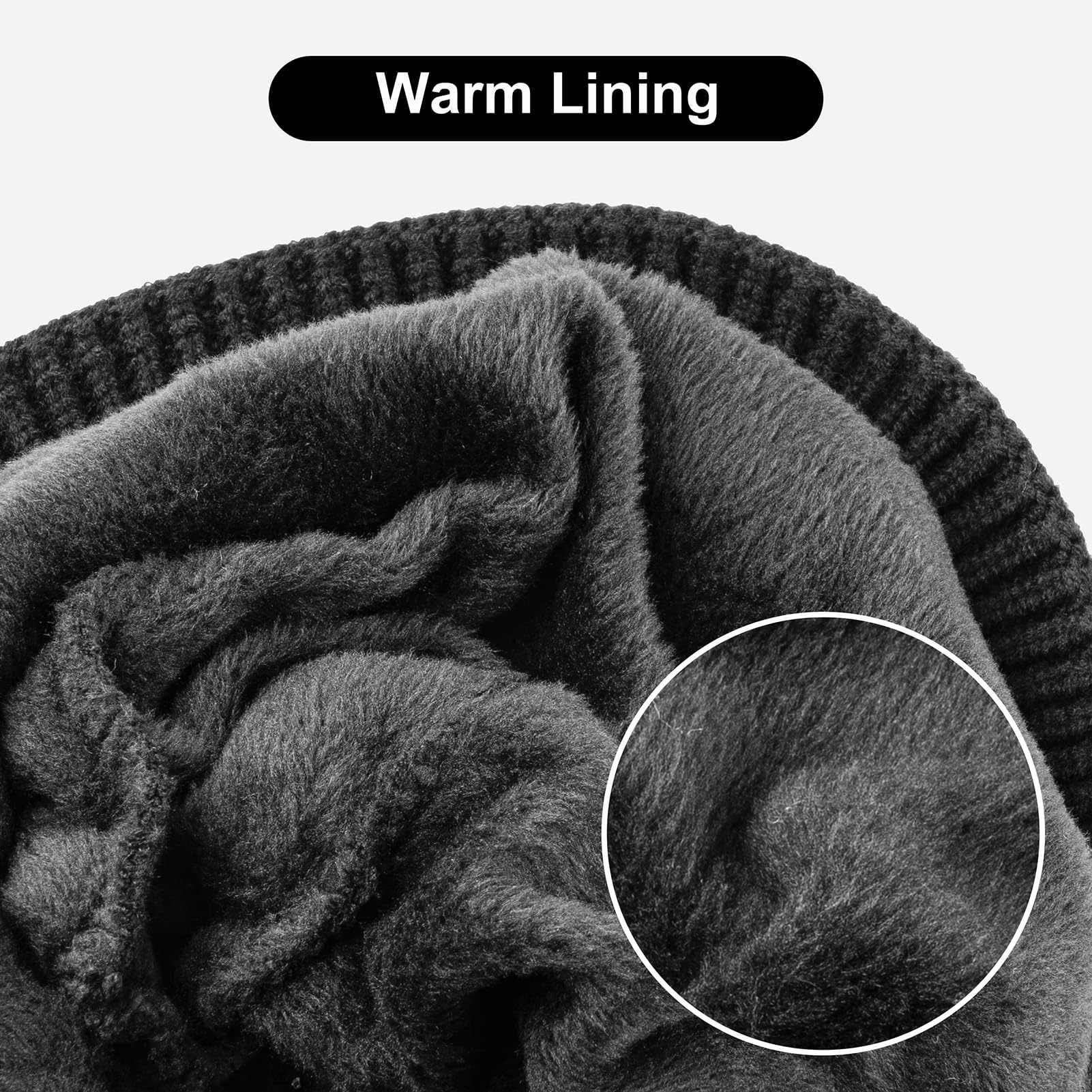 Etsfmoa Unisex Hat with Light,Fleece Lined Beanie Warm Knit Hat,Gifts for Men Women,Rechargeable LED Cap Black