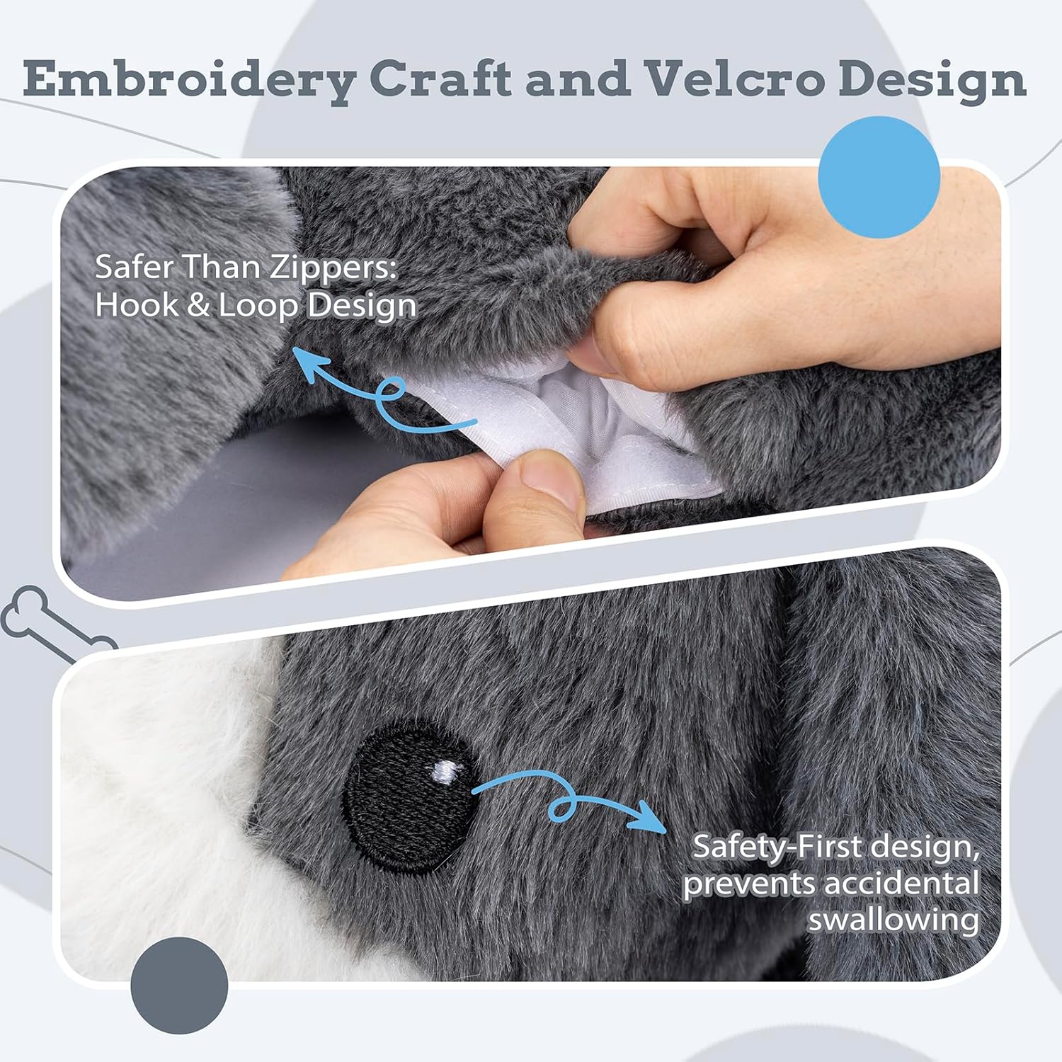 Moropaky Heartbeat Puppy Toys Dog Heartbeat Toy for Anxiety Relief Calming Aid, Heartbeat Stuffed Animal for Puppy Dog Comfort Sleep Aid Crate Training, Puppy Essentials, Dark Gray