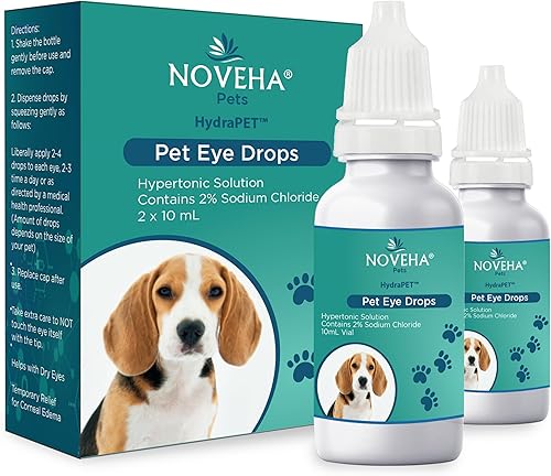 NOVEHA HydraPet Gotas rosas para ojos para perros y gatos  Lágrimas artificiales lubricantes con cloruro de sodio al 2%, alivia el edema corneal y