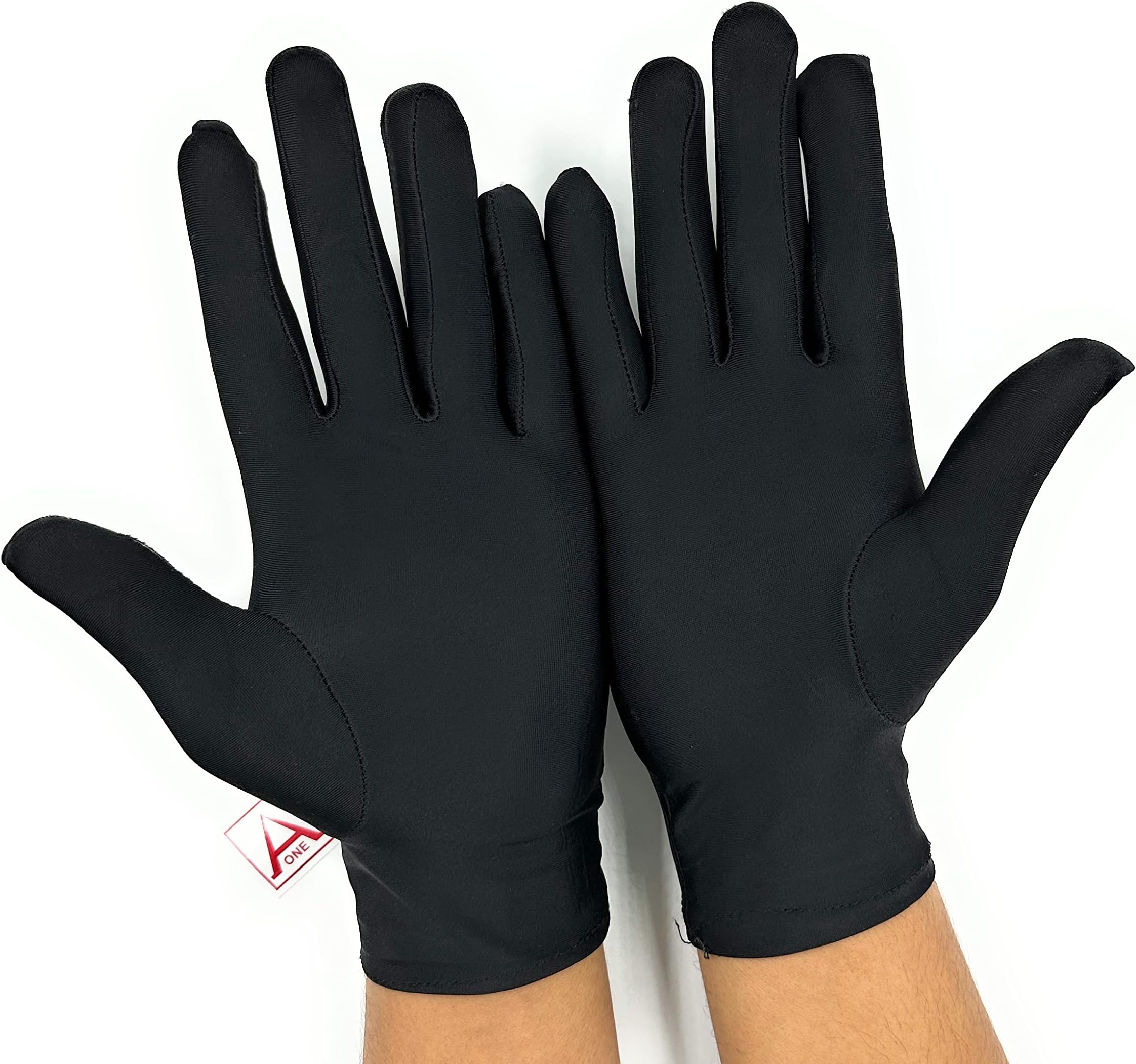 Aone Microfiber Hand Gloves Lint Free Black 1 Pair Anti-Smear, Anti-Fingerprint Quality Check & Scratch-Free Handling for Jewellery/Diamond/Gemstone, Watch Boutique, Driver, Sun & Dust Protection