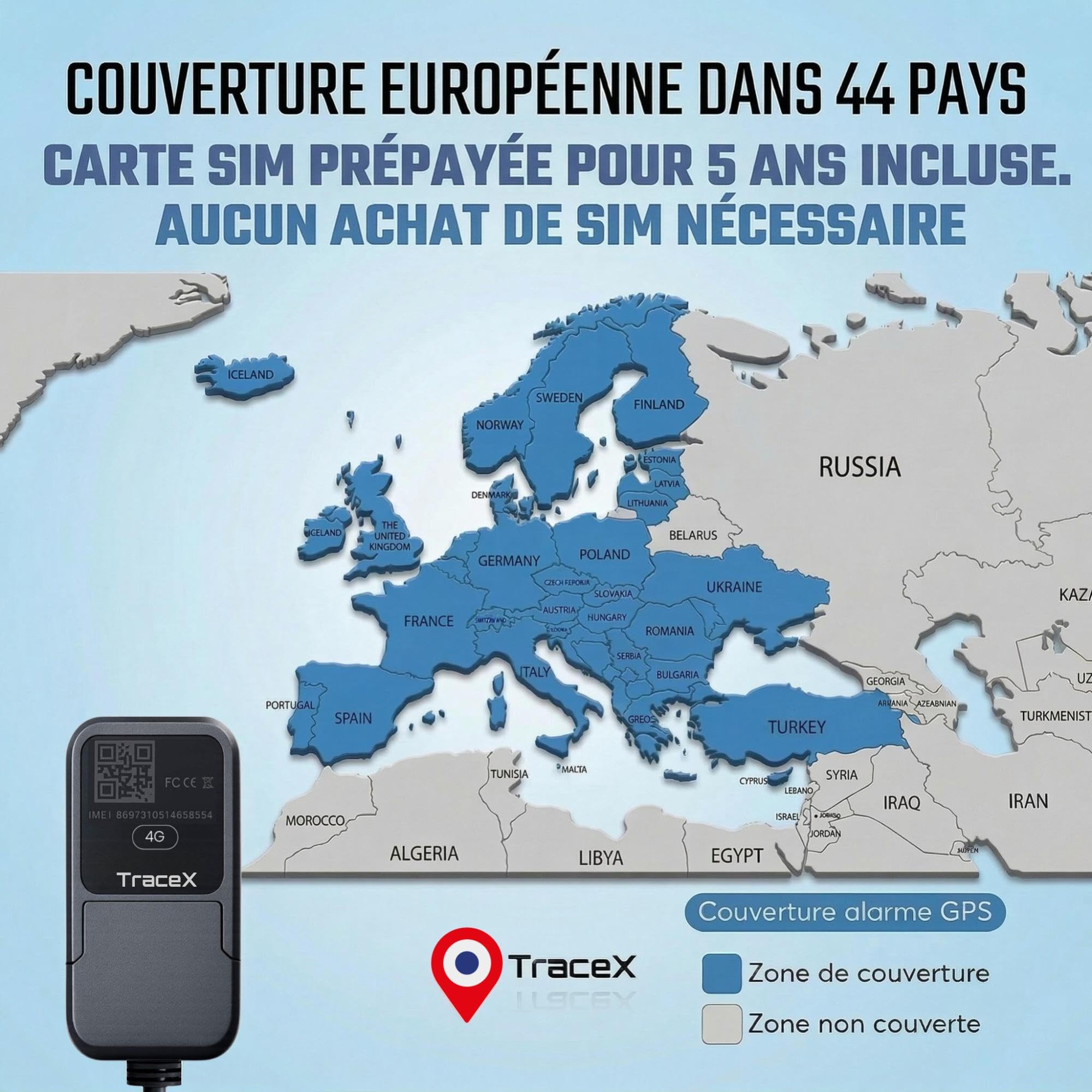 Traceur GPS Voitures et Motos – sans Frais mensuels, sans Recharge – App Mobile + abonnement 5 Ans Inclus – Tracker GPS véhicules, Scooter et Moto – Localisation en Temps réel & alertes