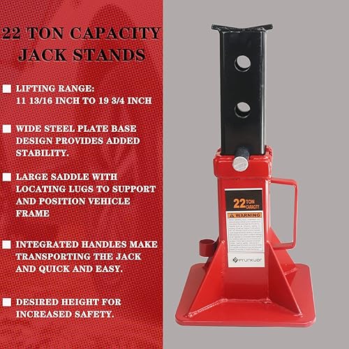 Miniatura 2 de 22 toneladas (44,000 libras) Heavy Duty Pin Type Professional Car Jack Stands con bloqueo Altura ajustable a 19.75" Ajuste para apoyar camiones,