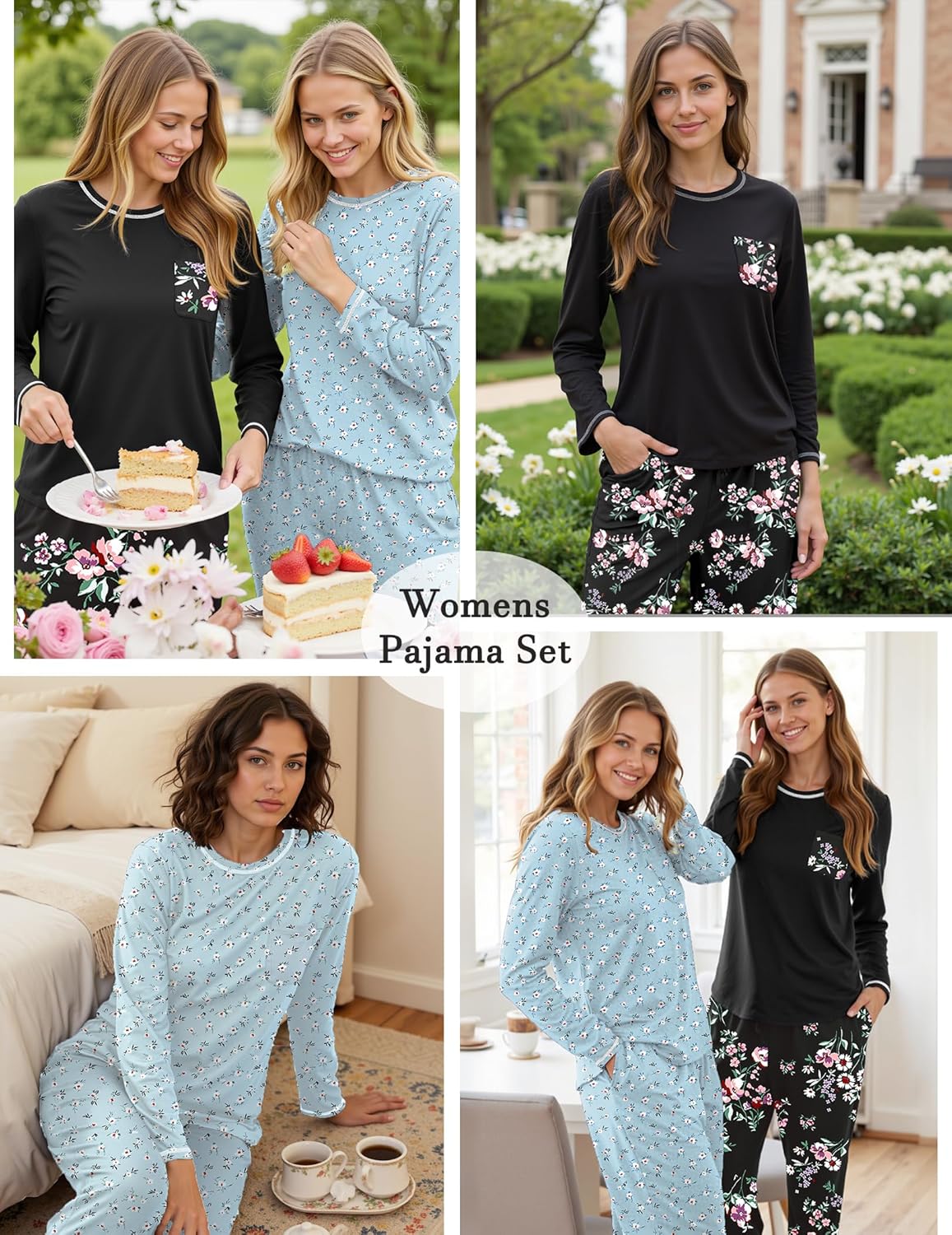 Marvmys Womens Pajama Sets 2 Pack Pajamas Long Sleeve Pj Sets Tops and Pants Printed Pjs Sleepwear with Pockets S-3XL - Image 2