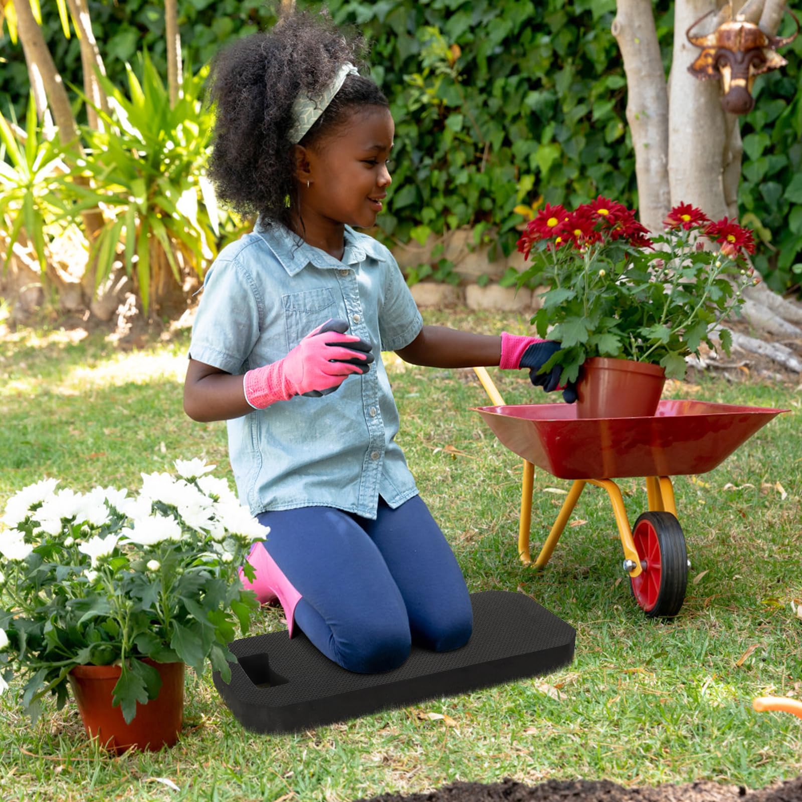 Hacaroa Paquete de 3 rodilleras de jardín de espuma EVA gruesa, cojín impermeable para jardinería, baño de bebé, yoga, cómodo, ligero, color negro