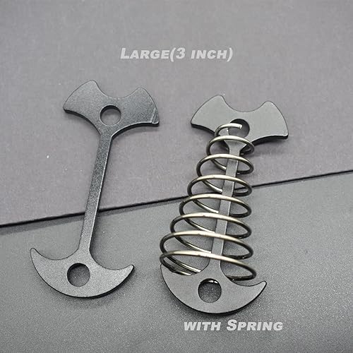 Miniatura 3 de Juego de 8 clavijas de anclaje de aleación de aluminio de 3 pulgadas para tienda de campaña de espina de pescado, con cuerda de resorte, hebilla de
