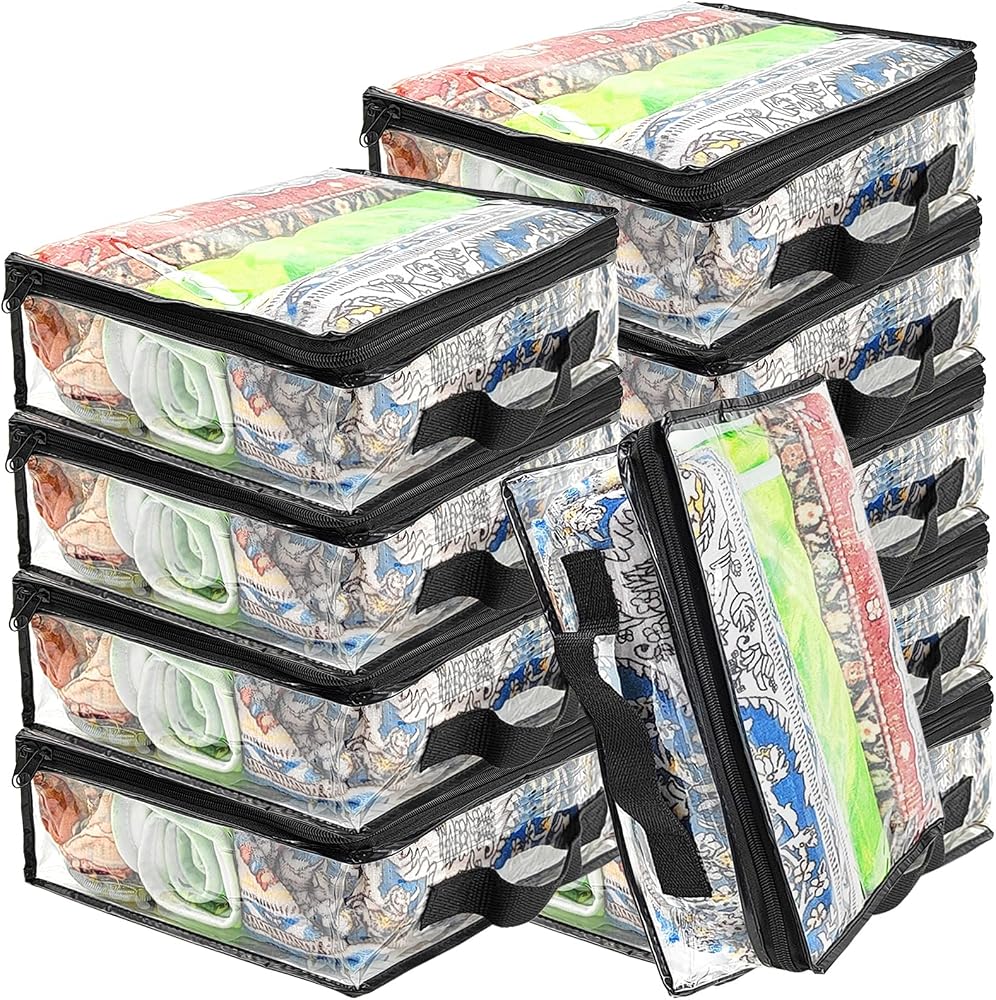 10 Pcs Extra Large Clear Travel Packing Cube,16 x 12 x 4 Clear Vinyl Zippered Storage Bags See Through Moving Bag Plastic Storage Bags PVC Multipurpose Pouch with Handle for clothing Storage