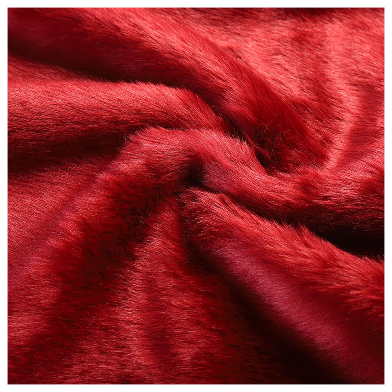 Faux Fur Plush Shaggy Faux Fur Fabric 2.8cm Long Pile Fur Fake Fur Materials, Soft and Fluffy Craft Fabric, for DIY Arts, Crafts, Apparel, Costume, Rug, Accessories, 50x20cm/50x180cm (Color : Wine re