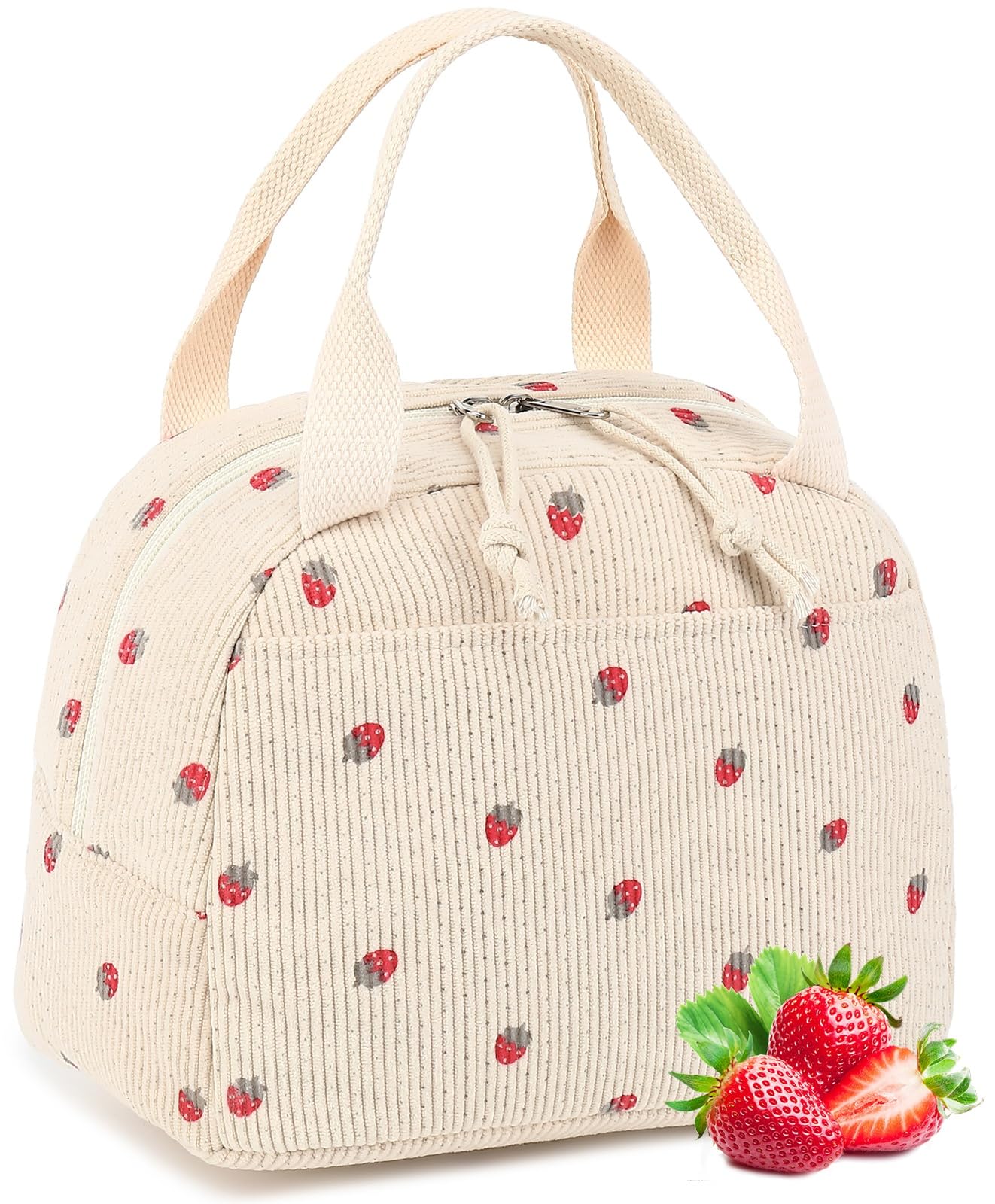 LEDAOU Lunch Box for Women Insulated Lunch Bag Corduroy Lunch Tote Bags Leakproof Cooler Lunchbox for Travel Work Picnic