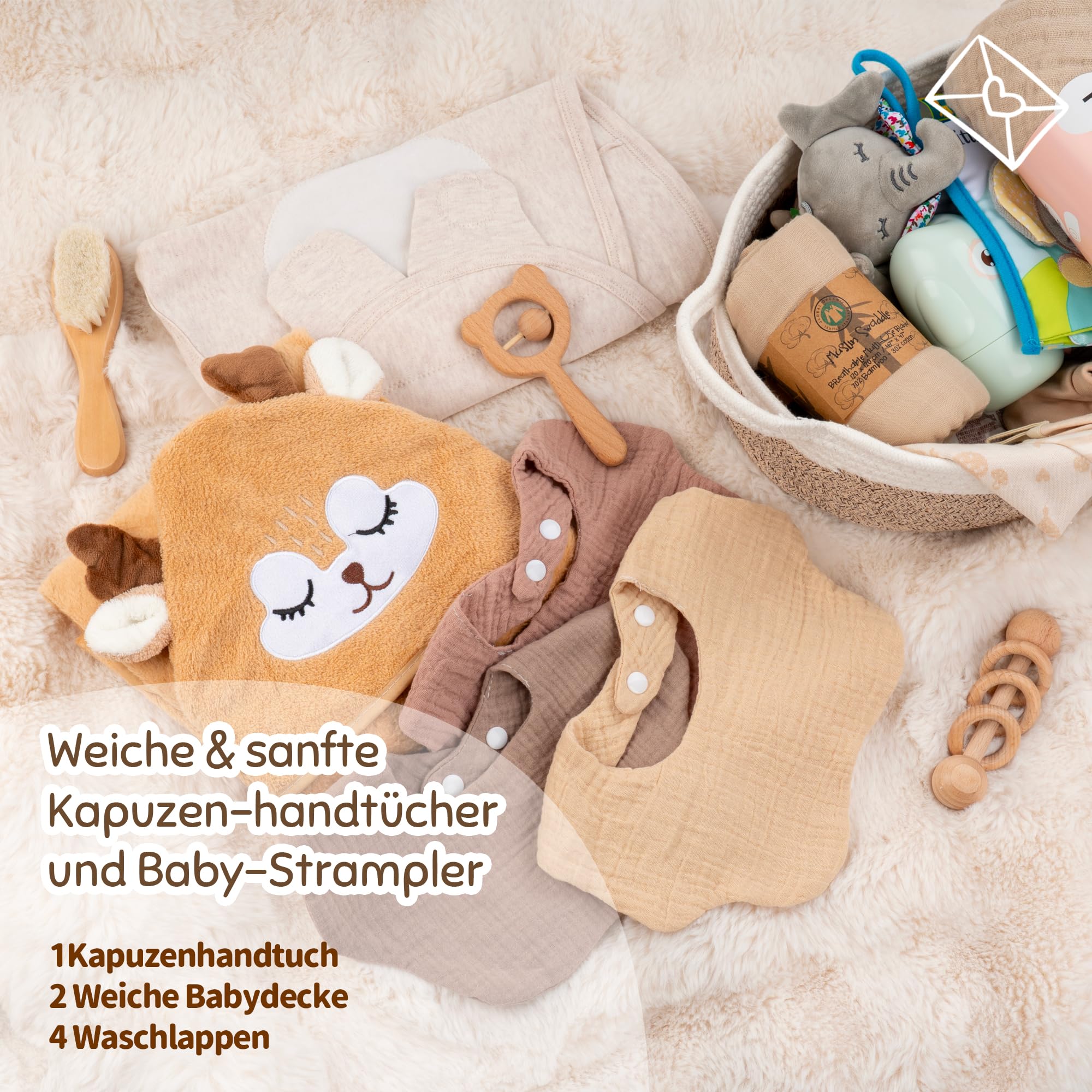 Baby Geschenk 30-teilig, Neugeborenen Geschenk, Baby Set zur Geburt (Braun)