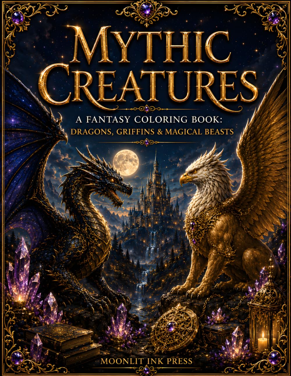 Mythic Creatures: A Fantasy Coloring Book: Dragons, Griffins & Magical Beasts