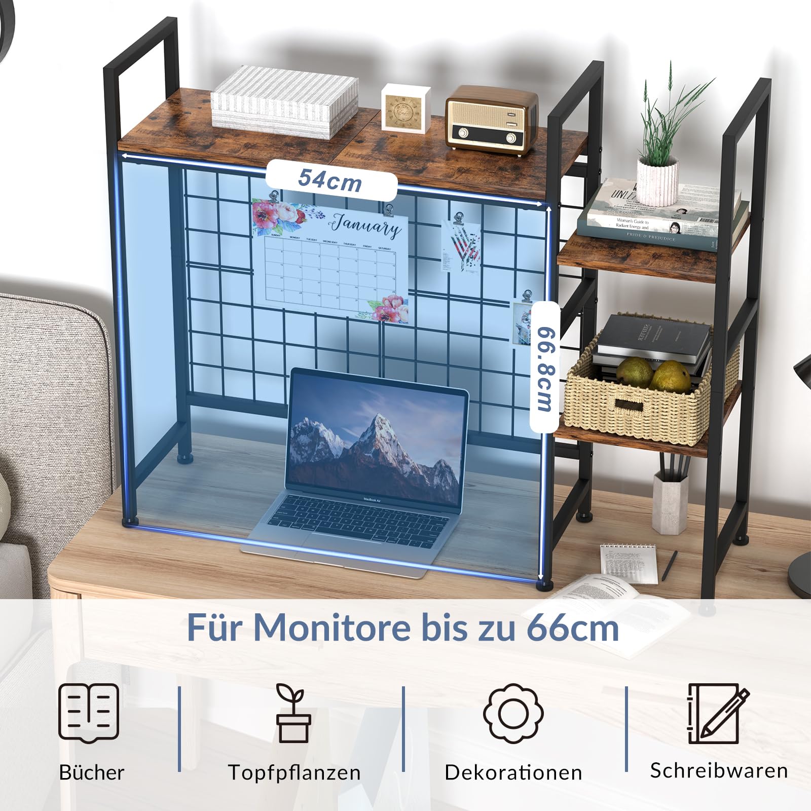 Schreibtischregal, 95 cm, Computer-Desktop-Bücherregal