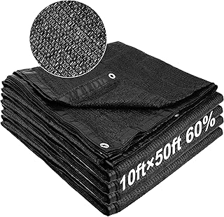 SPORTYOUTH 60% Black Shade Cloth 10x50 Ft, Sunblock Shade Cover with Grommets UV Resistant Privacy Screen Net Mesh Tarp Awning for Patio Canopy Garden Pergola Greenhouse RV Chicken Coop Barn Kennel