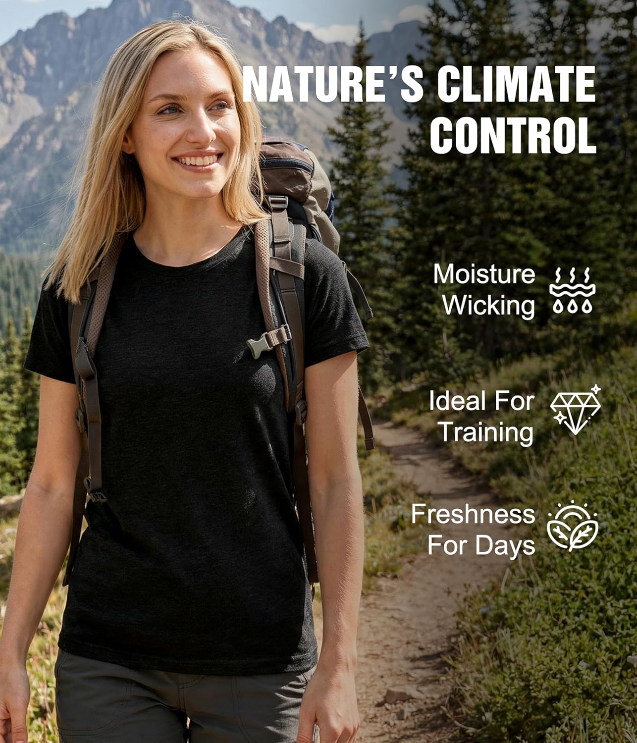 2 Pack 100% Merino Wool T Shirt for Women,Wool Short Sleeve Base Layer,Breathable Lightweight Tee - Image 5