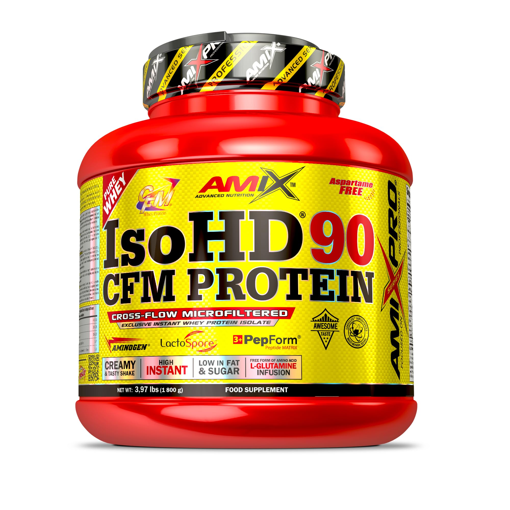 AMIX - Proteína Aislada de Suero en Polvo - Iso HD 90 en Formato de 1,8 kg - Ayuda a Aumentar la Masa Muscular - Mejora el Rendimiento Muscular - Sabor a Milk Vainilla