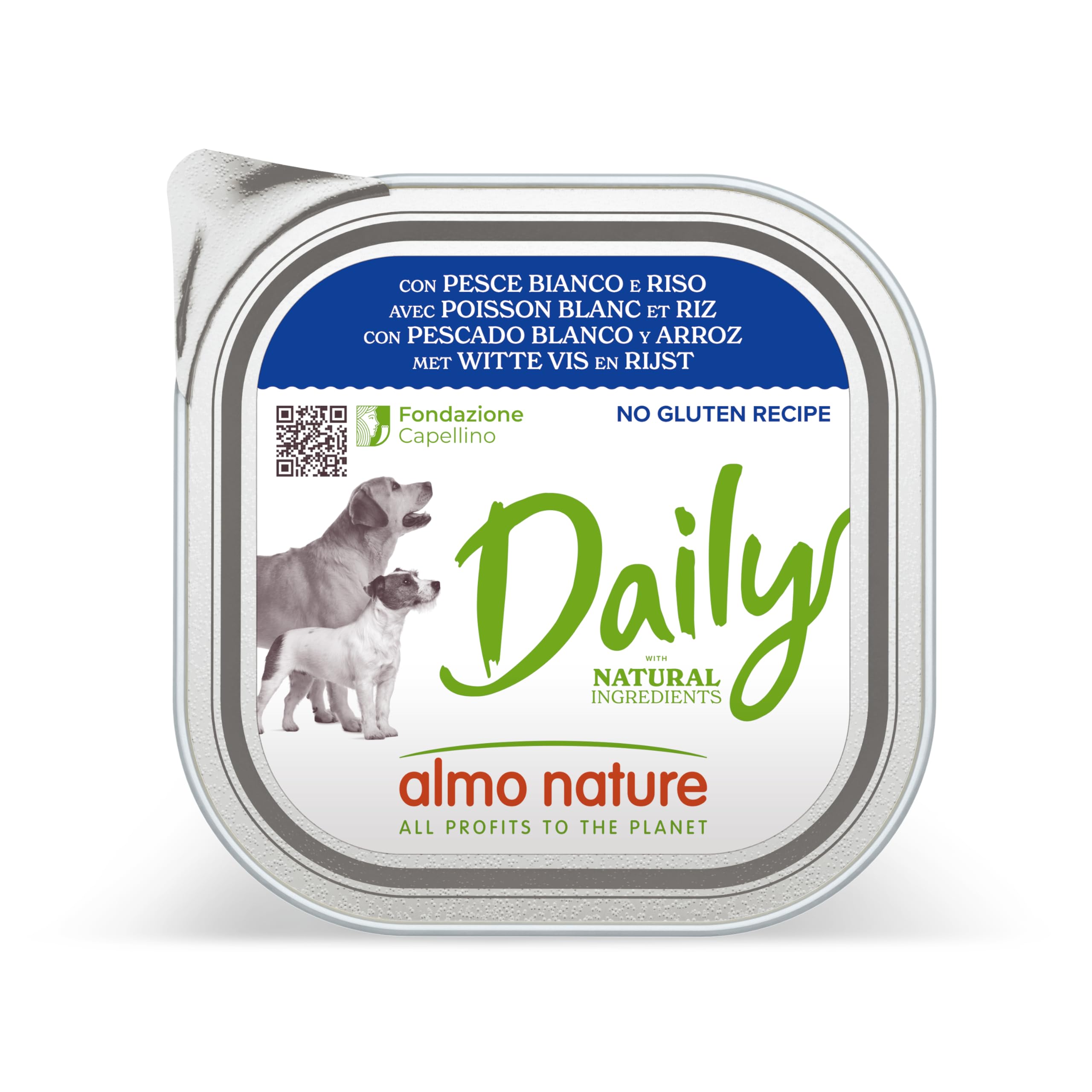 almo nature Daily con Pesce Bianco & Riso - Cibo Umido per Cani Adulti - Pacco da 9 x 300 g
