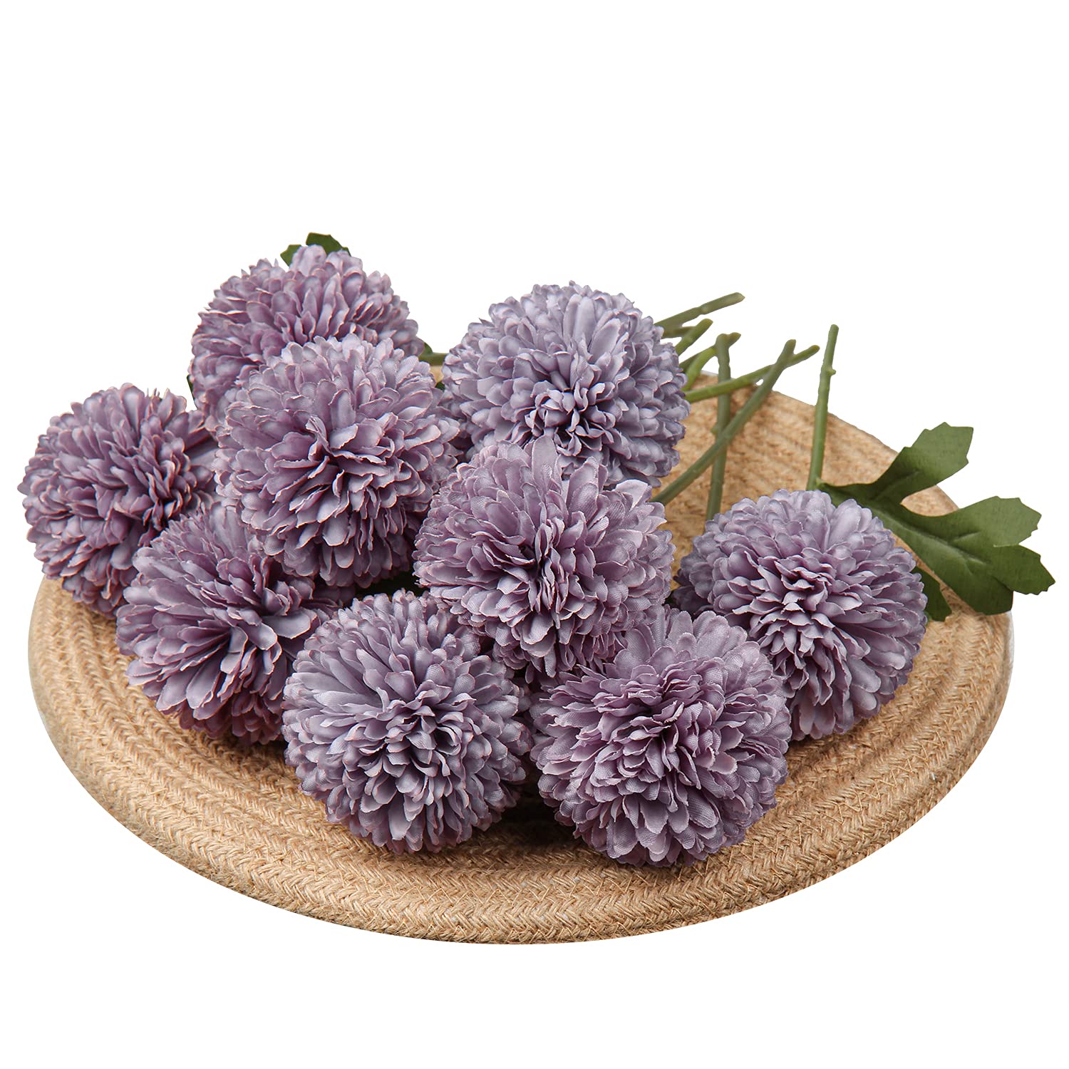 Briful Artificial Chrysanthemum Flowers 9 PCS Silk Flowers Chrysanthemum Ball Blossom Fake Flowers for Floral Arrangment, Centerpieces, Wedding Party Decorations (Purple)