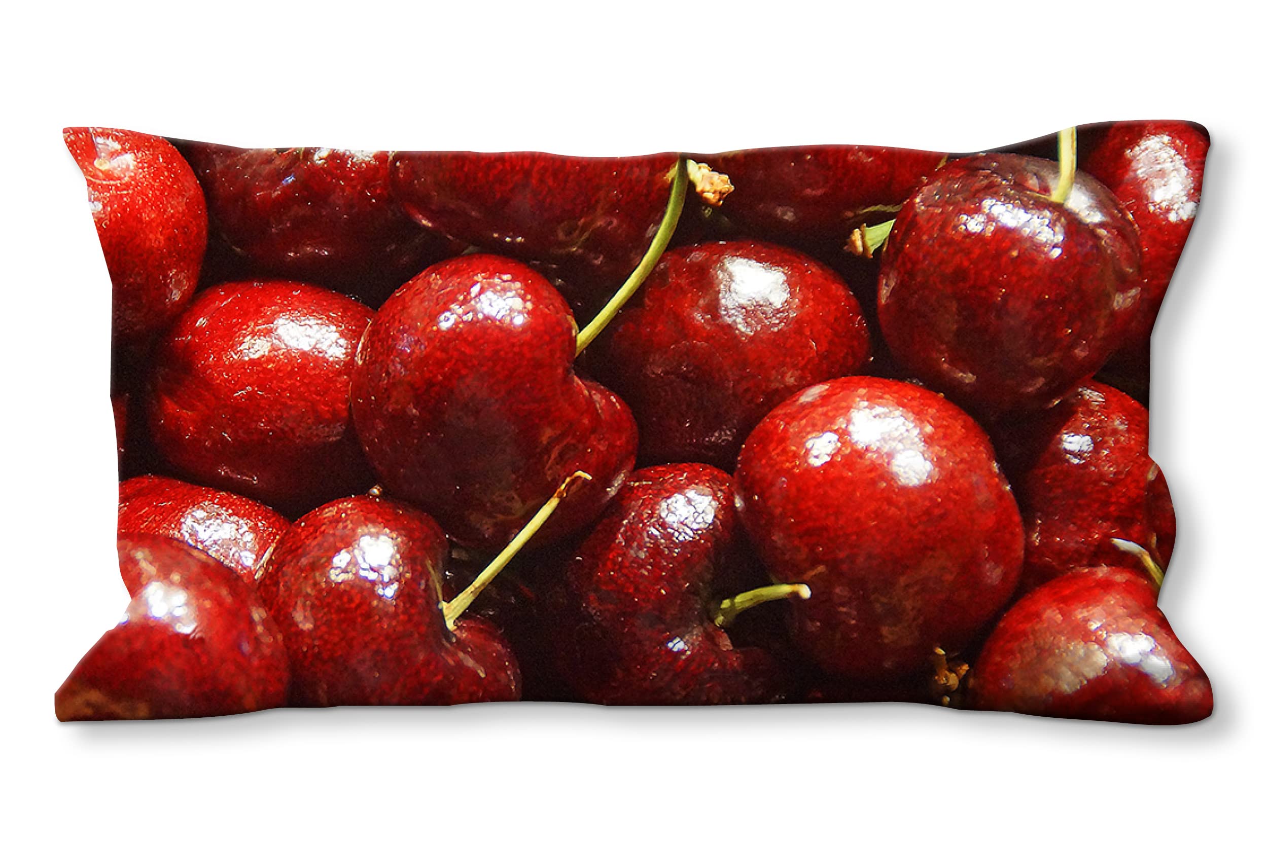 Juego de Fundas de cojín con Foto (2 Unidades) 80 x 40 cm | a juego con el mural - Cojines decorativos - Diseño: frutas 8 - cerezas frutas mercado de alimentos