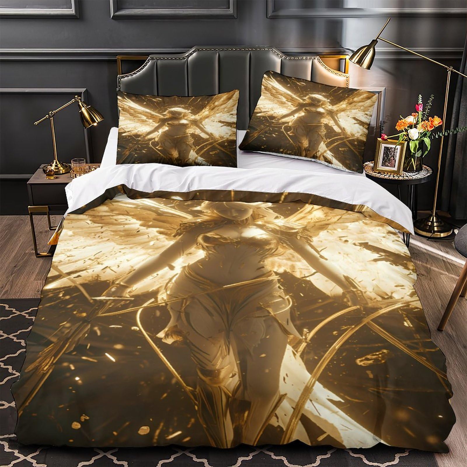 Housse de couette ailes d'ange 135x200 parure lit microf