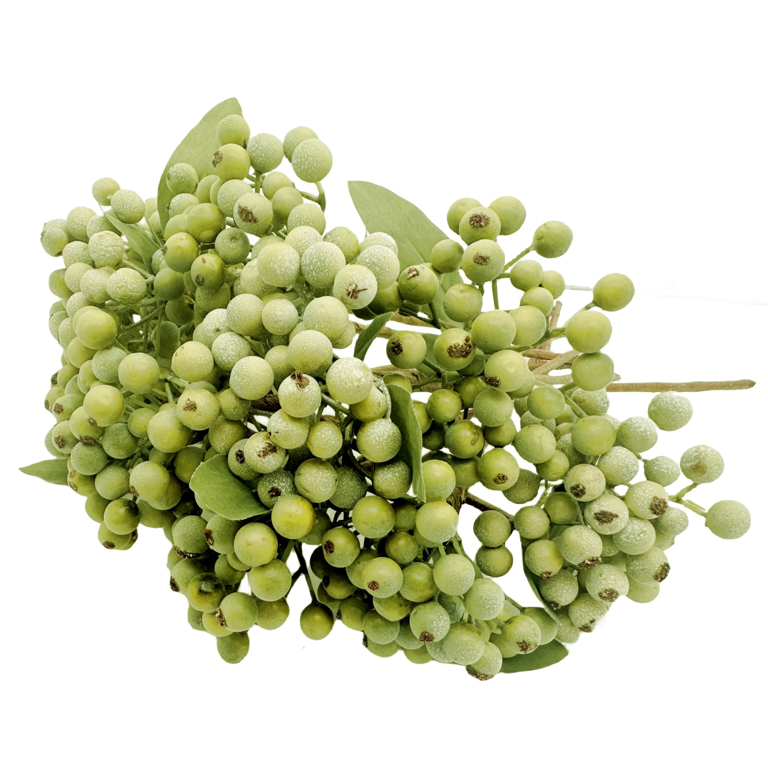 M2cbridge Green 12Pcs Artificial Berry Stems Christmas Picks Pine Needles Branches Wreath Ornament (Green 12Pcs)