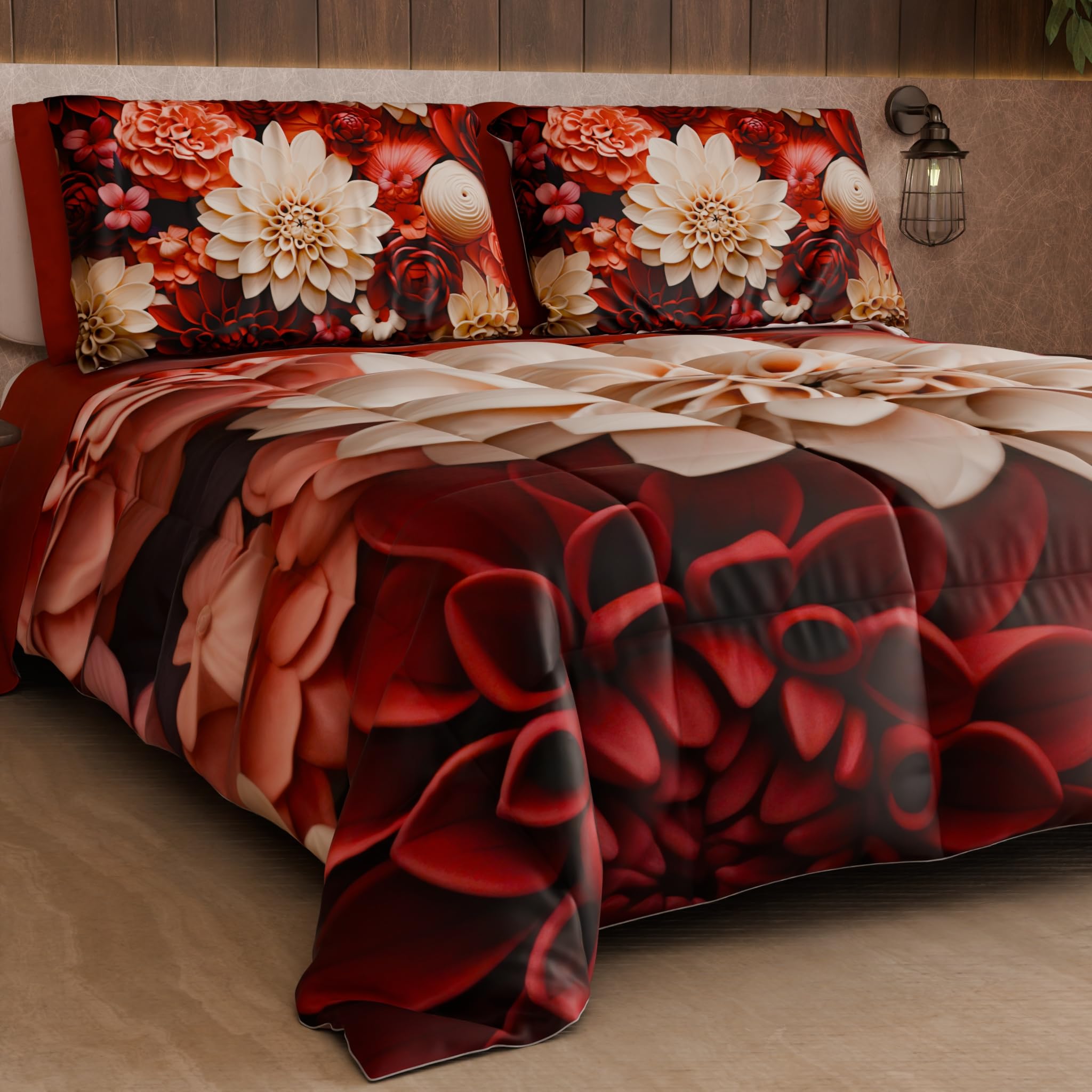 PETTI Artigiani Italiani - Trapunta Invernale, Piumone Invernale, Trapunta Matrimoniale Double Face Tinta Unita e Stampa Digitale Floreale 05 24, 100% Microfibra, Made in Italy