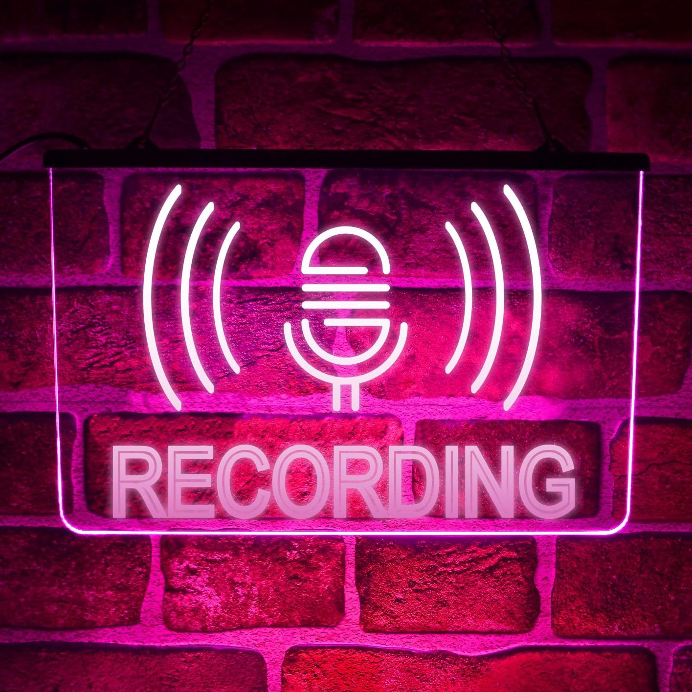 Paint The Town Led Pink Recording On Air Neon Led Light Sign | Multicolour Hanging Wall Display For Dj Booth, Music Studio, Youtube, Podcast, Radio Room | Usb Powered (Pink)