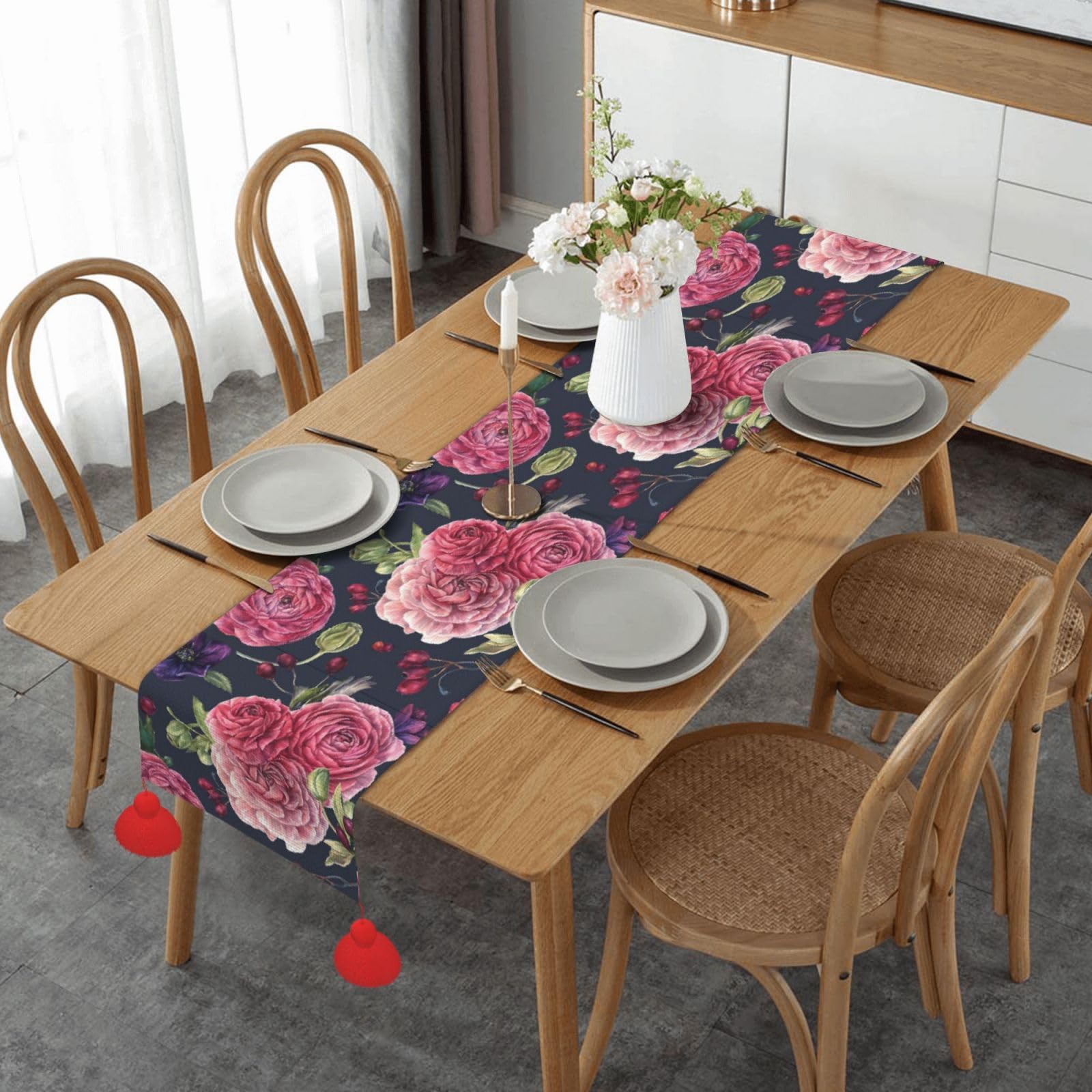 Chemin de table de Noël pour cuisine et décoration de table de fête outdoor