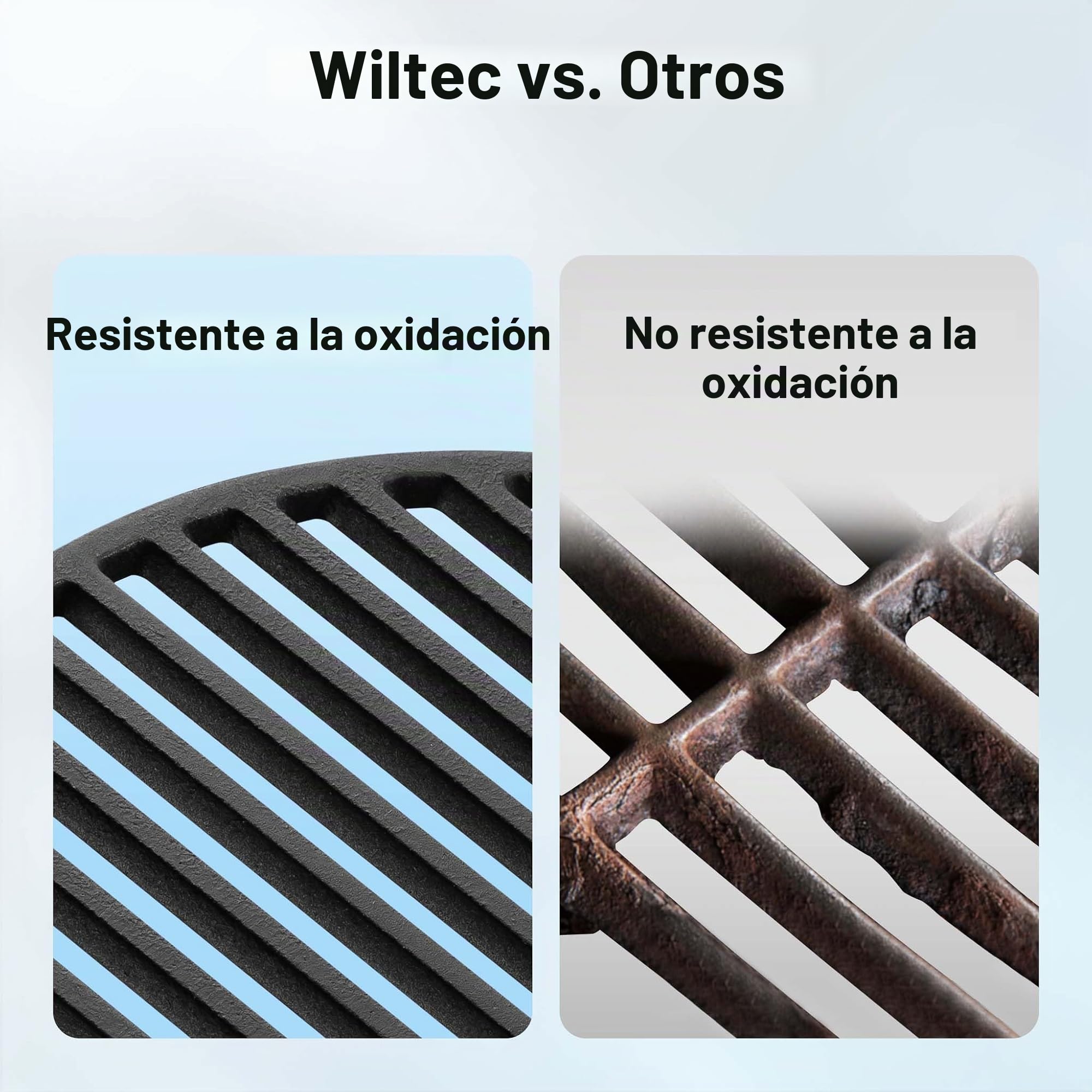 Wiltec Rejilla grill parrilla redonda hierro fundido Ø 45 cm asado barbacoa fuego brasas gas leña carbón