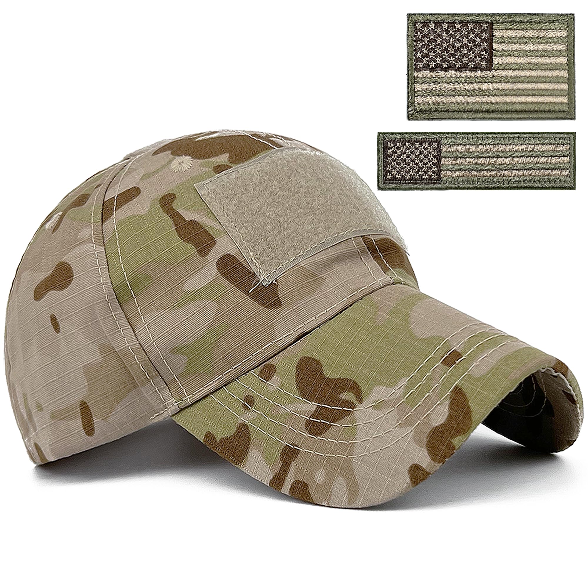 REDSHARKS Snake Camouflage Camo Baseball Cap with American Flag USA Tactical Operator Army Military Hat for Shooting Hunting, Desert-lg, XL