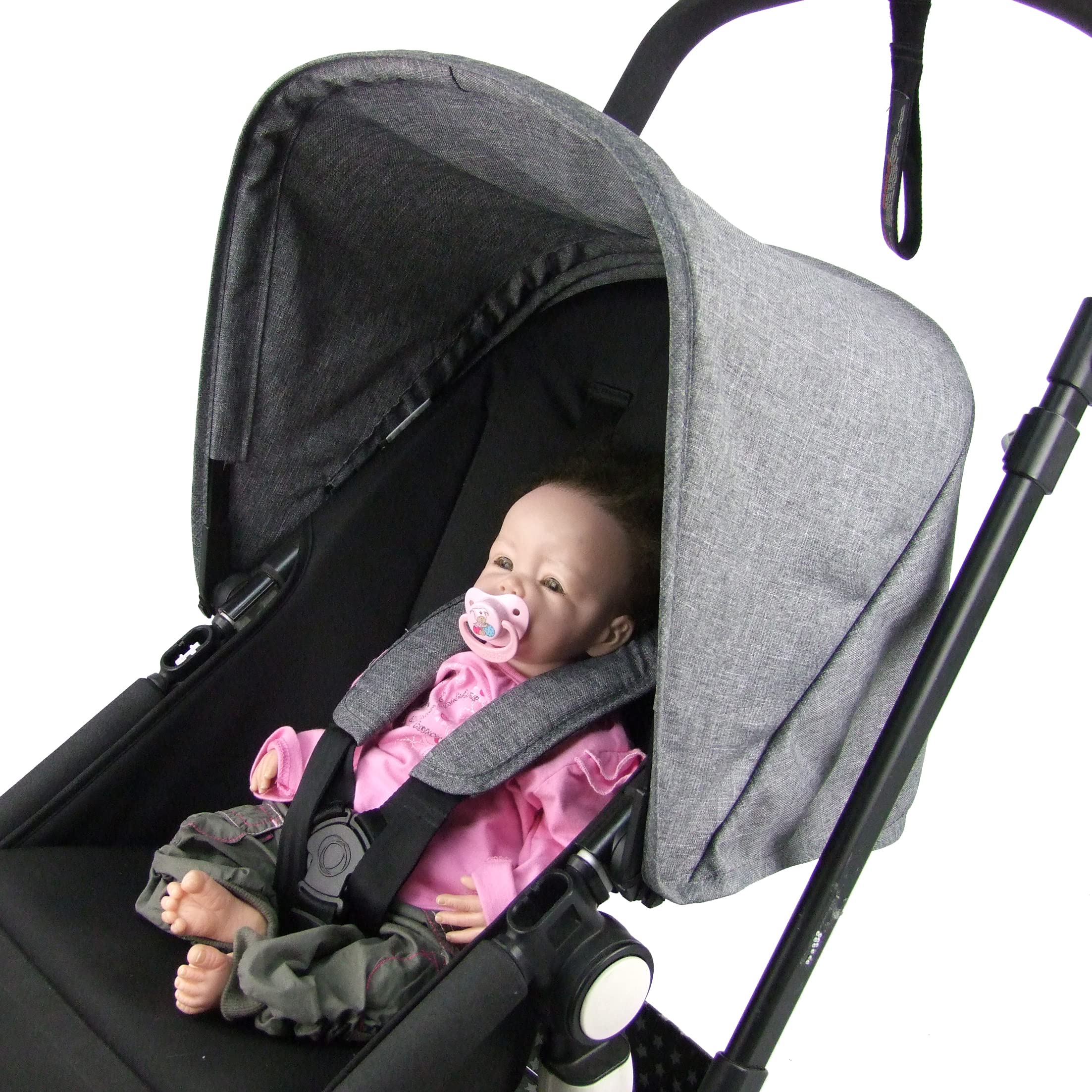 BAMBINIWELT Accessoires compatibles avec capote de soleil Cameleon Bugabo - Housse de guidon pour poussette et poussette (capote chiné gris foncé)