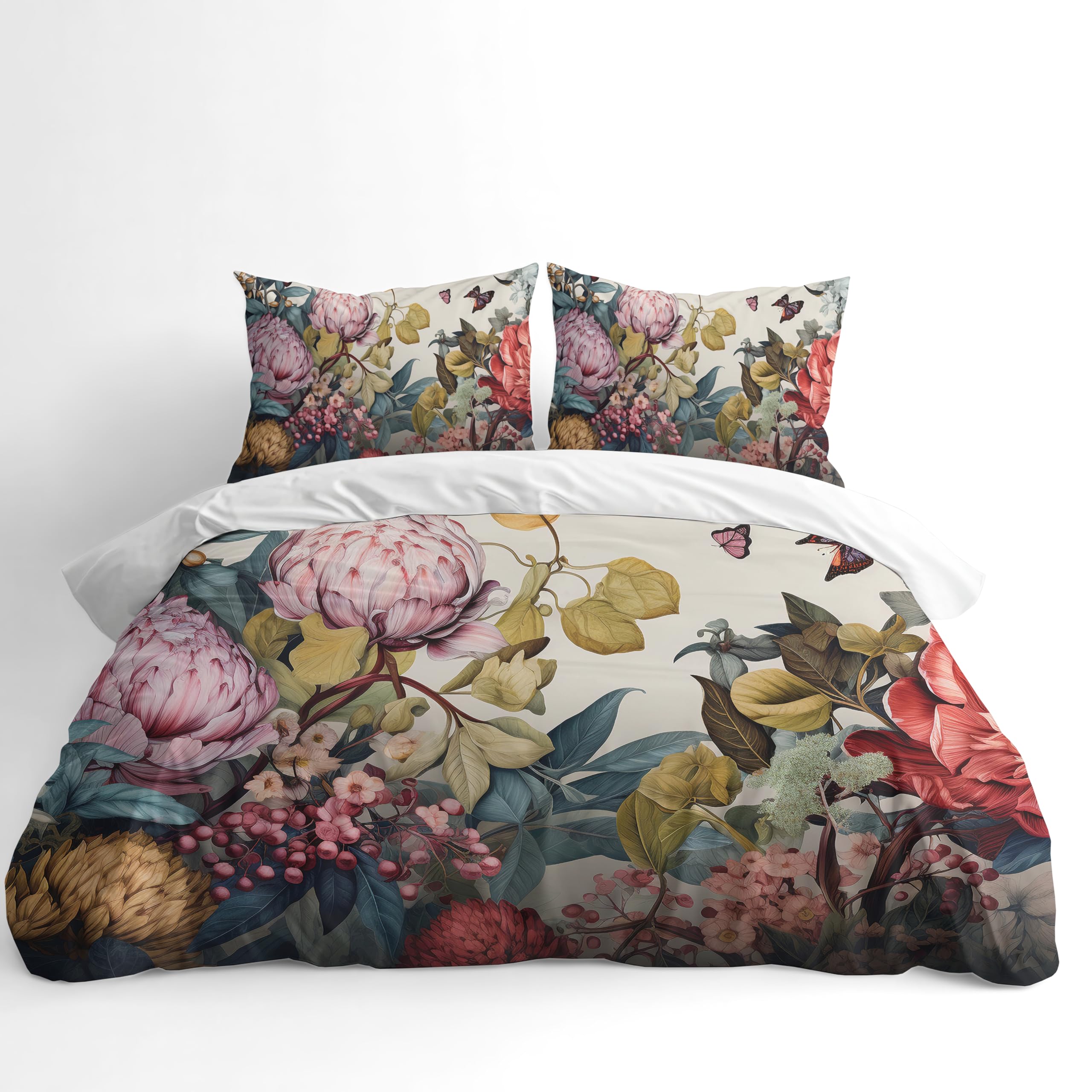 Adam Home 3D Digital Printed Spring Duvet Cover With Matching Pillowcases Home Bedroom Décor Microfiber SuperKing Bedding Set Made in UK |Fonda Floral Pink