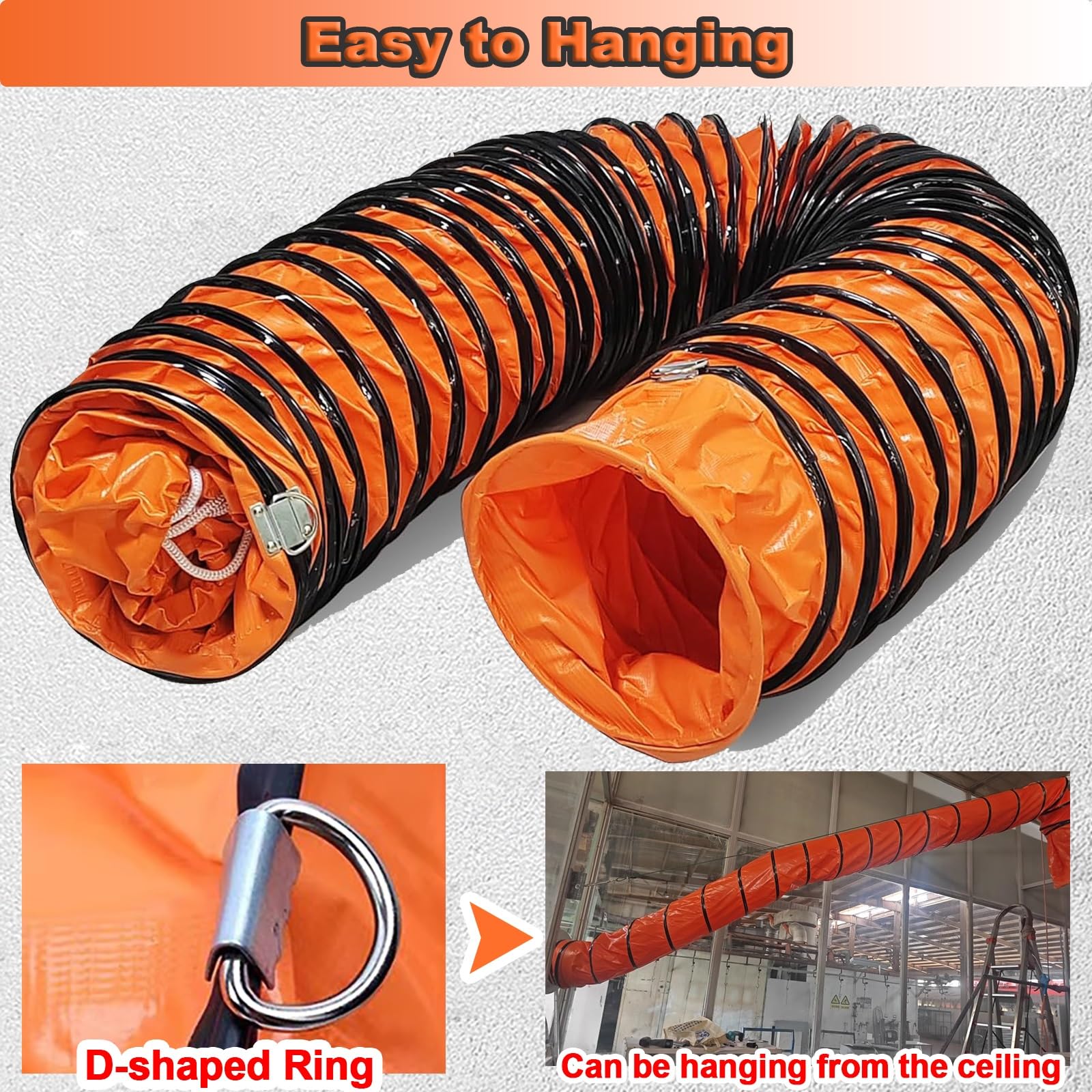 Tubo flessibile in PVC per ventola di scarico del ventilatore, anelli a forma di D per una facile conservazione, tubo di aspirazione dell'aria